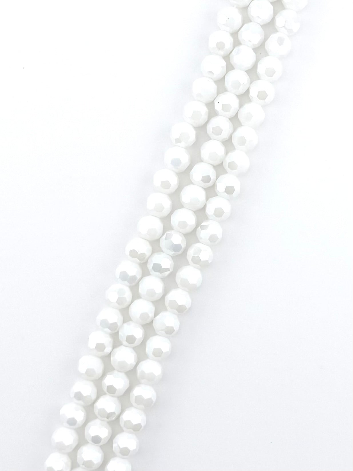 8mm Glass faceted round Beads Shiny White