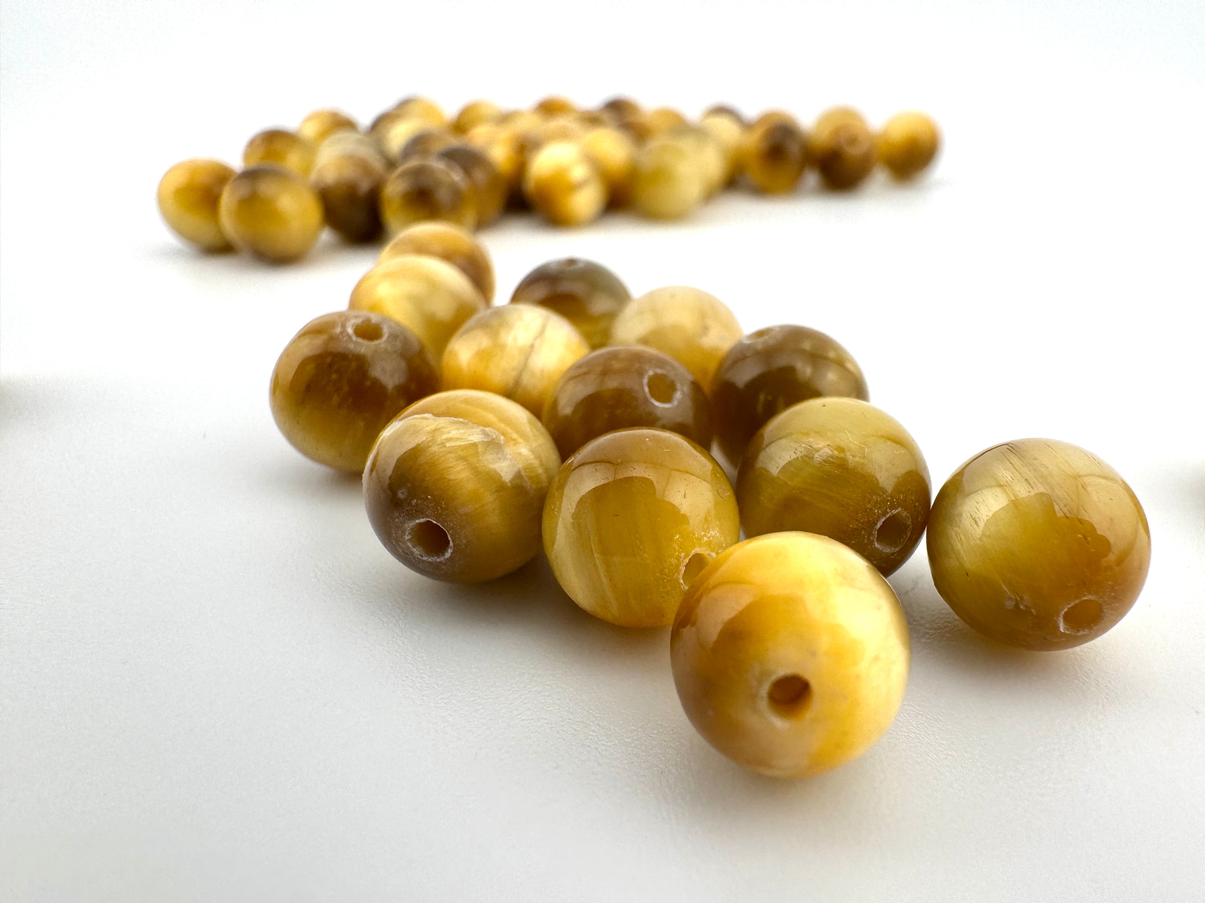Dyed Tiger Eye Gold Beads Available in 6mm, 8mm Sizes