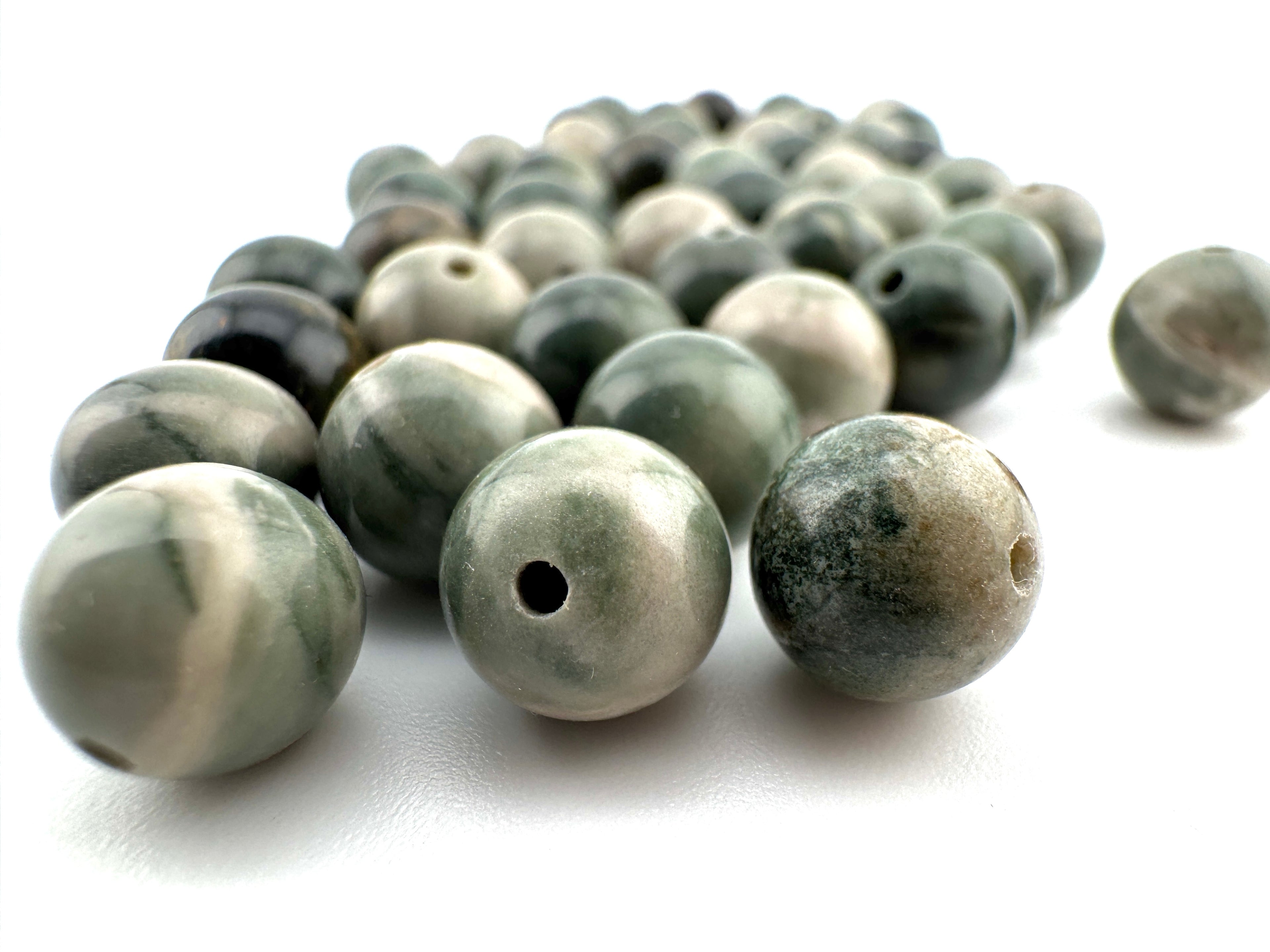 Green Wood Grain Beads Available in 6mm, 8mm Sizes