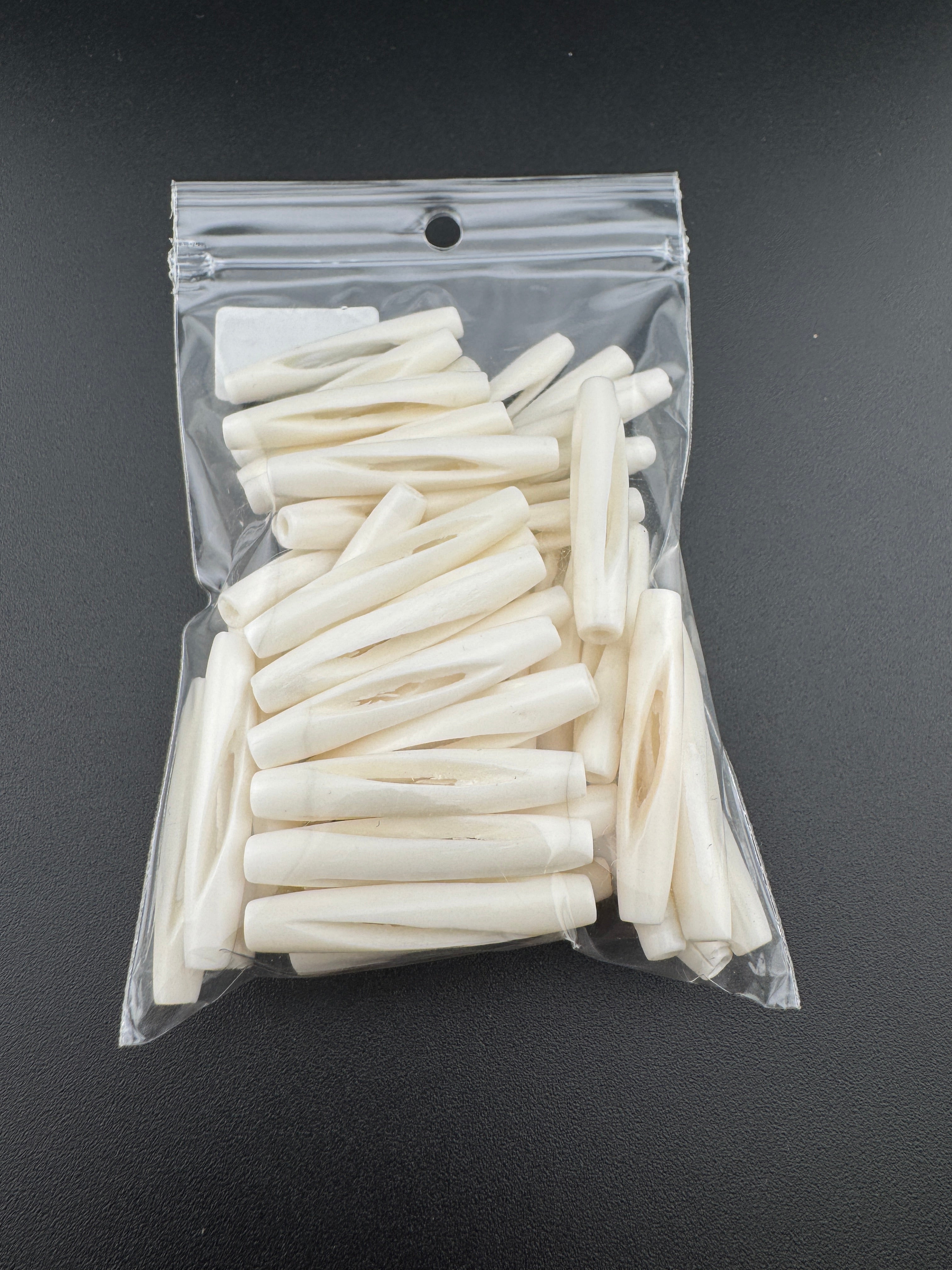 Ivory Buffalo Bone Pipe, Spiral  1.5inch  Carved Bone Pieces for Jewelry & Crafts