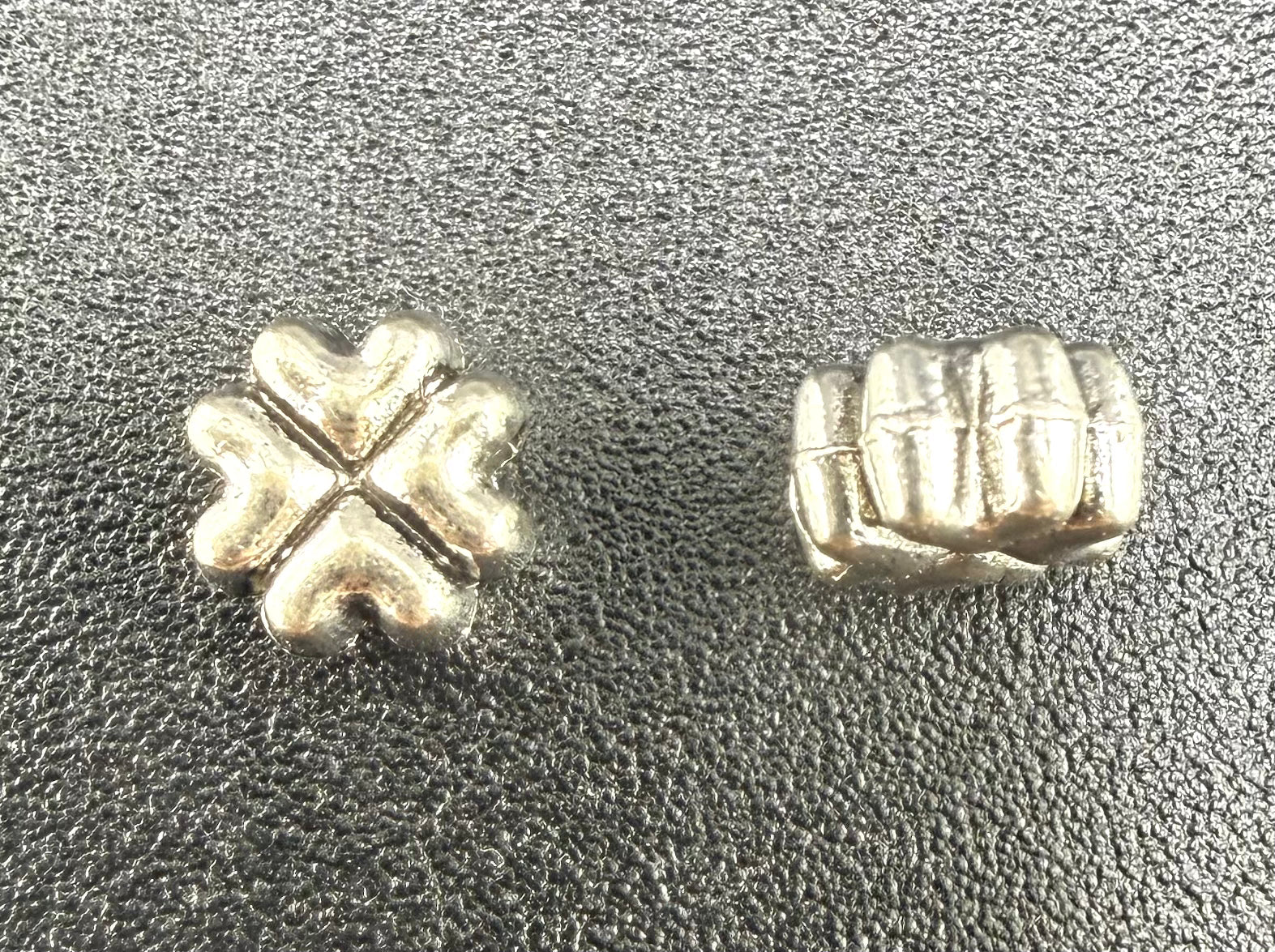 6x3.5mm 4 Mini Heart Bead Spacer Rhodium