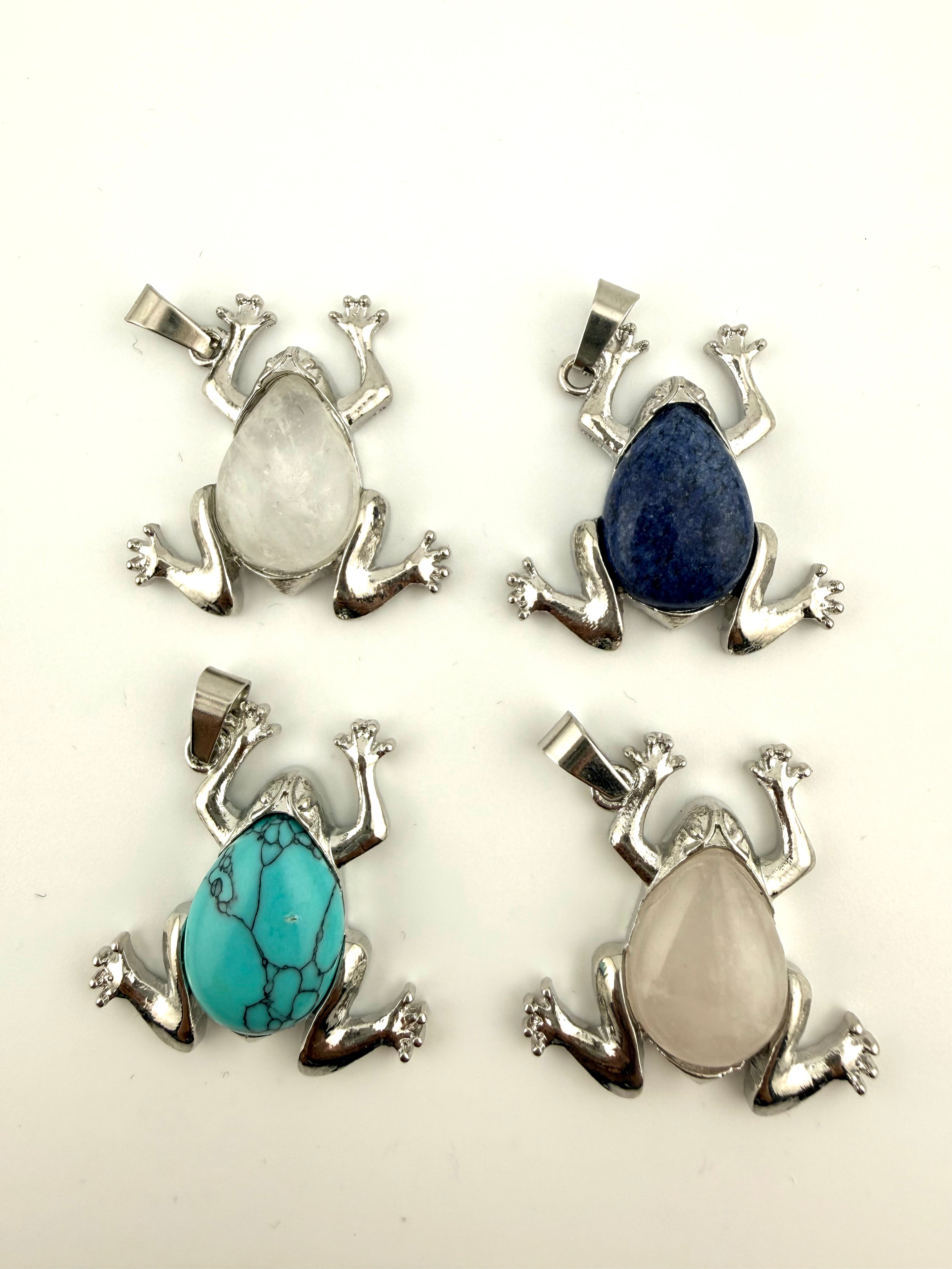 Natural Stone Frog-Shaped Pendant