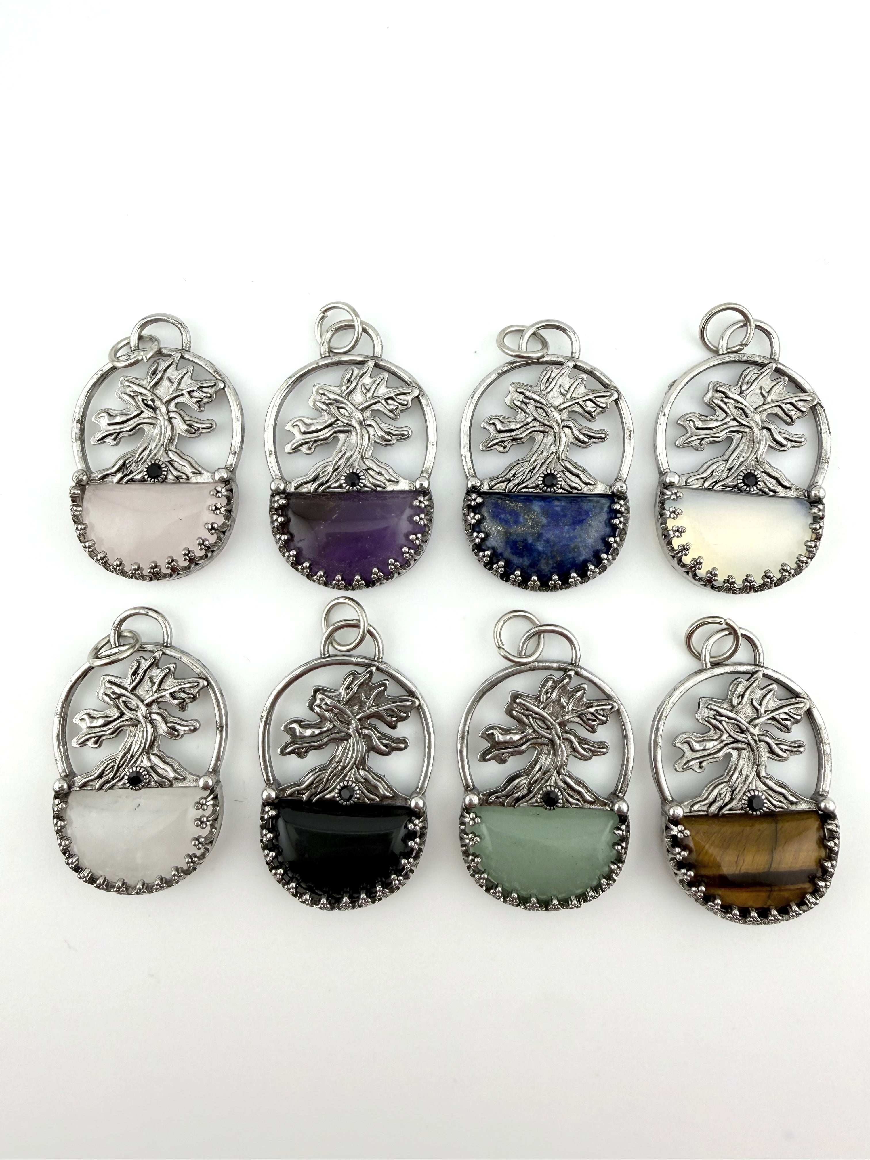 Natural Stone Locked Tree Pendant