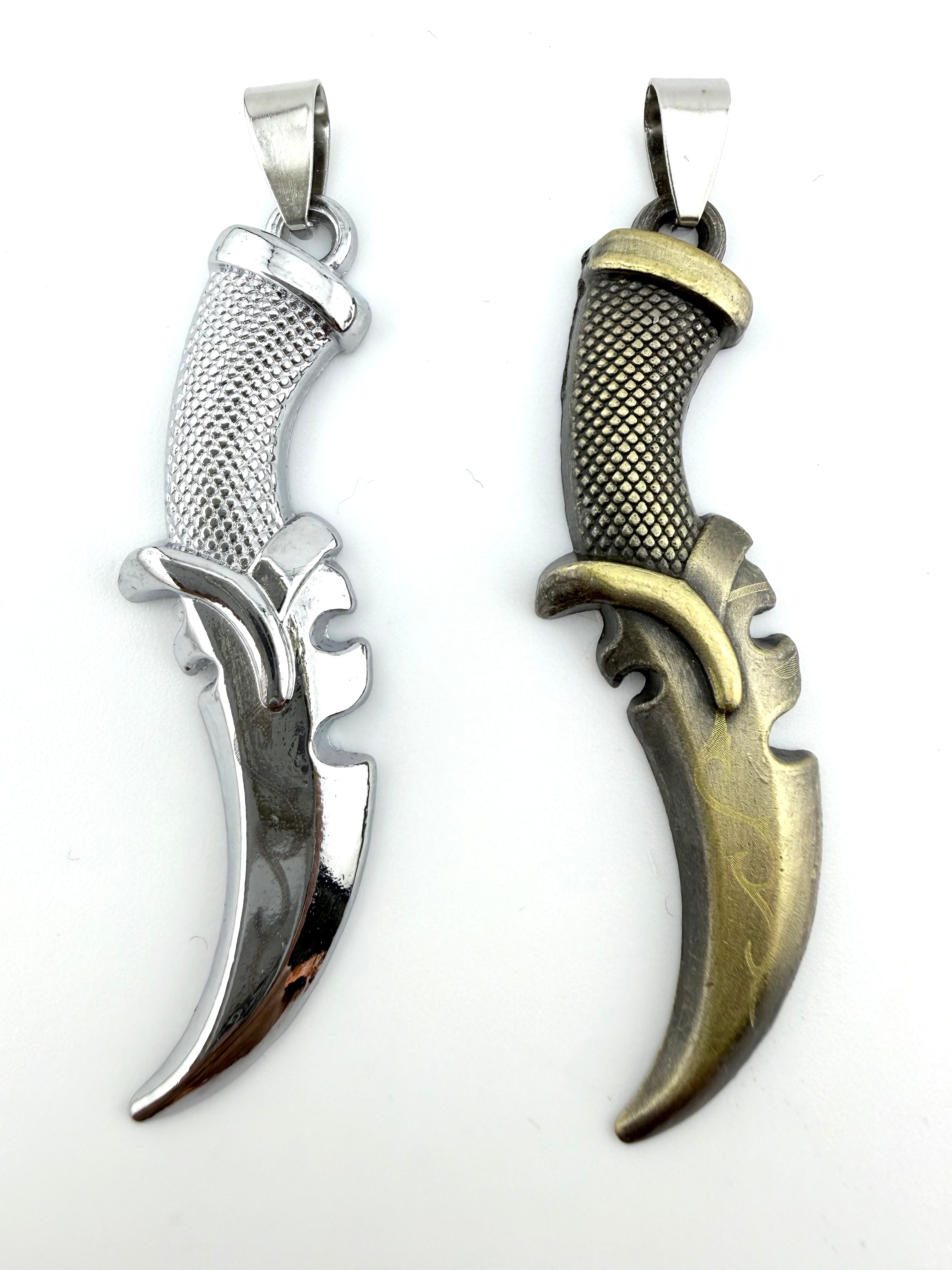Stainless Steel Curved Dagger Pendant
