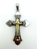 Stainless Steel Two-Tone Double Layered Cross Pendant