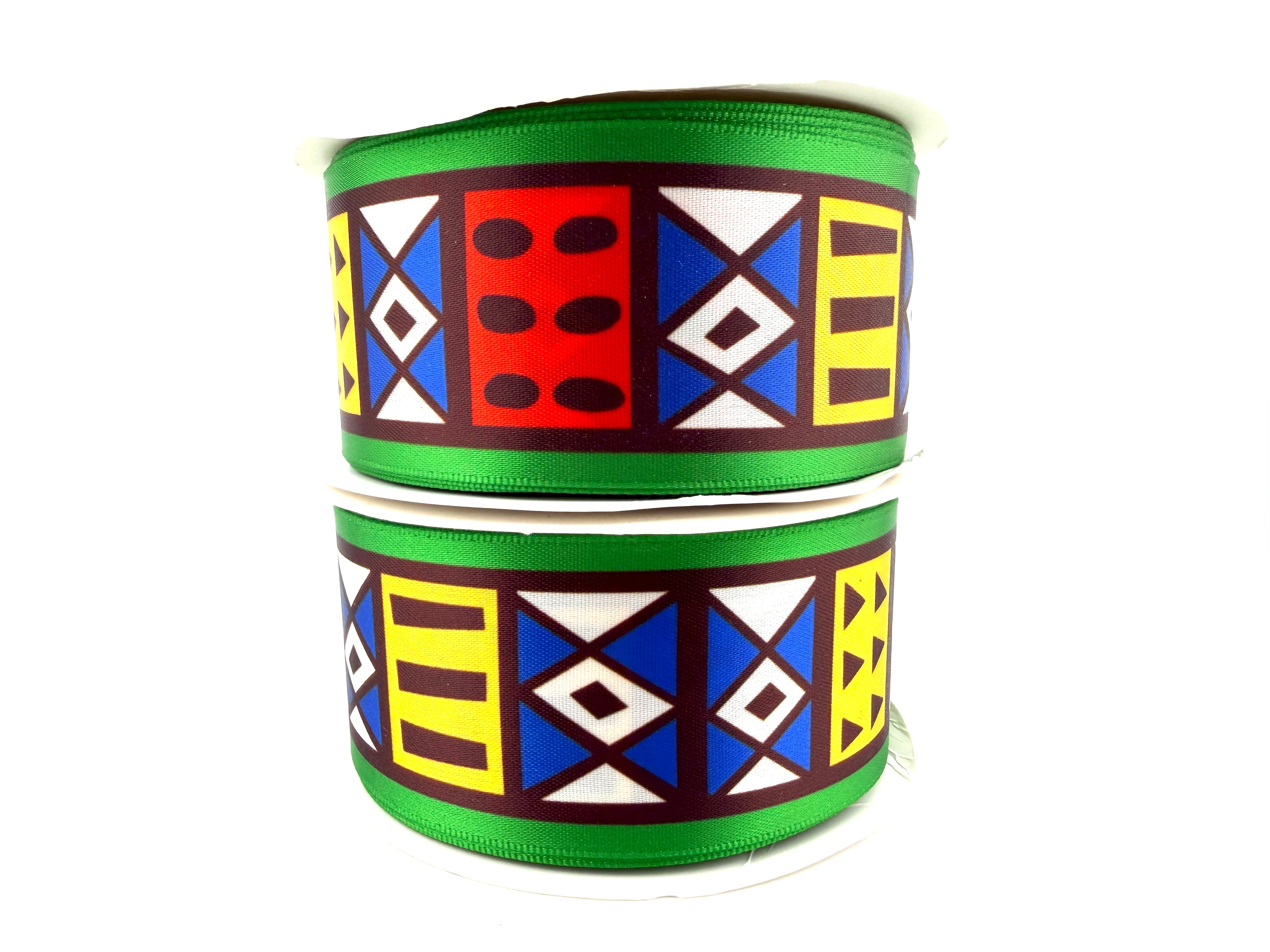 Rib-Row Ribbon 1.5 inch Green pattern