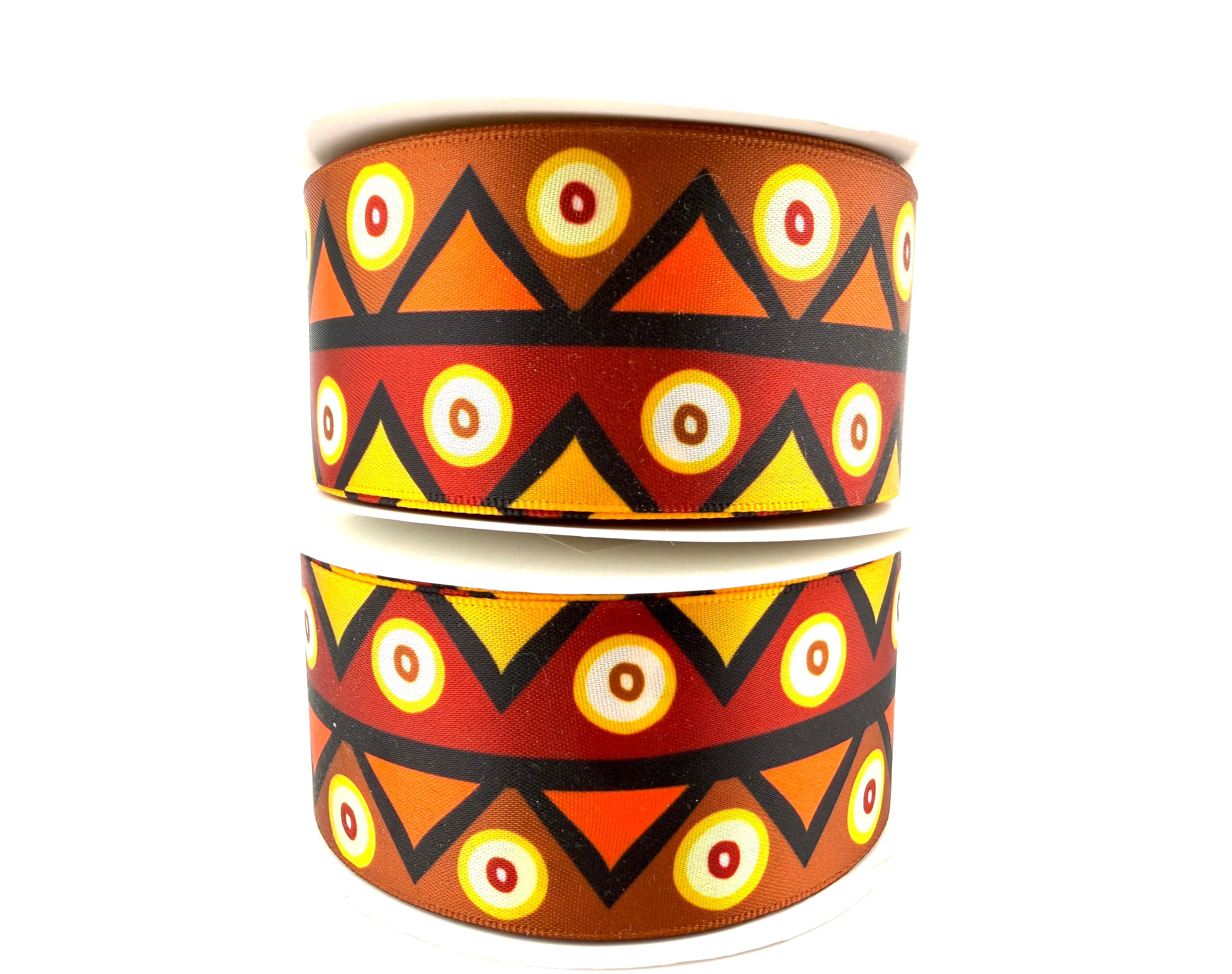 Rib-Row Ribbon 1.5 inch Brown Pattern