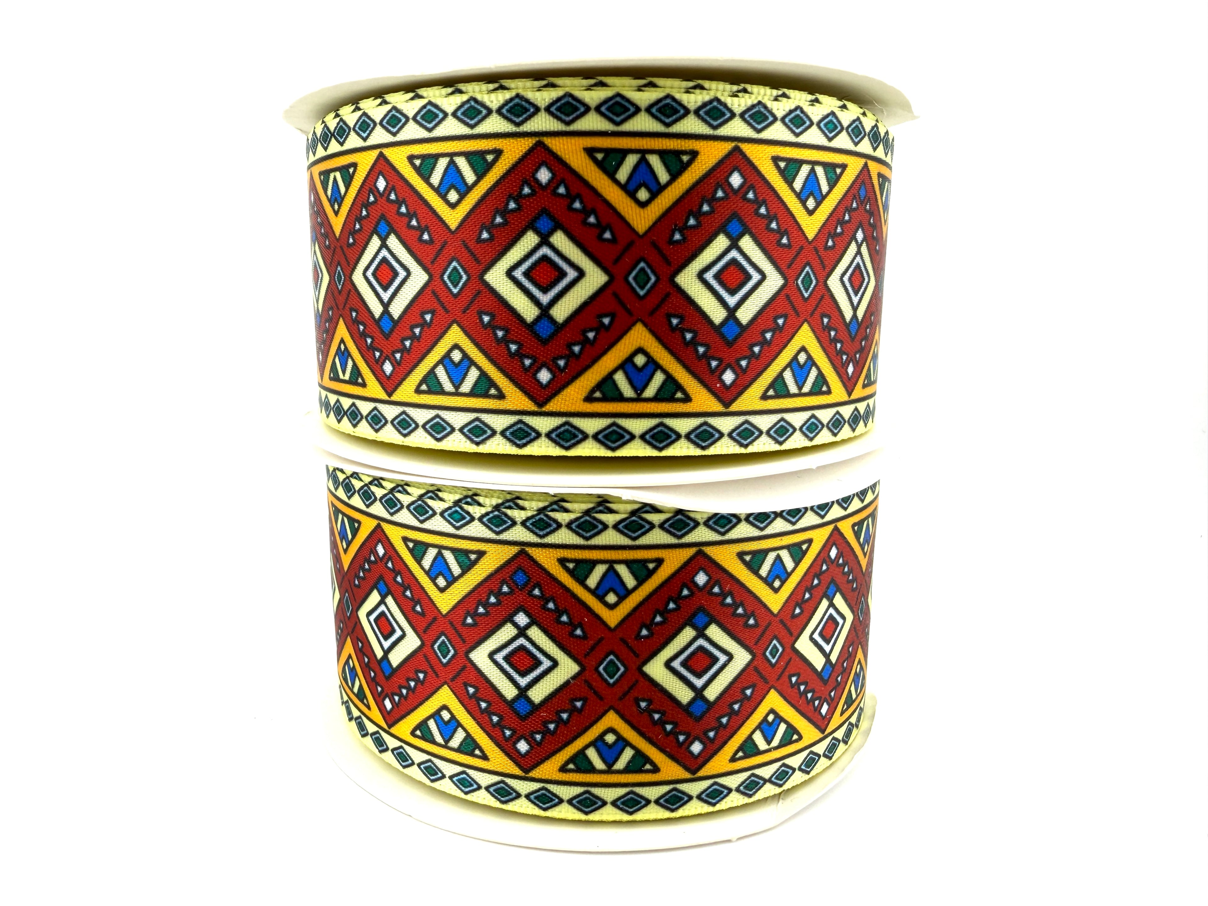 Rib-Row Ribbon 1.5 inch Red Pattern