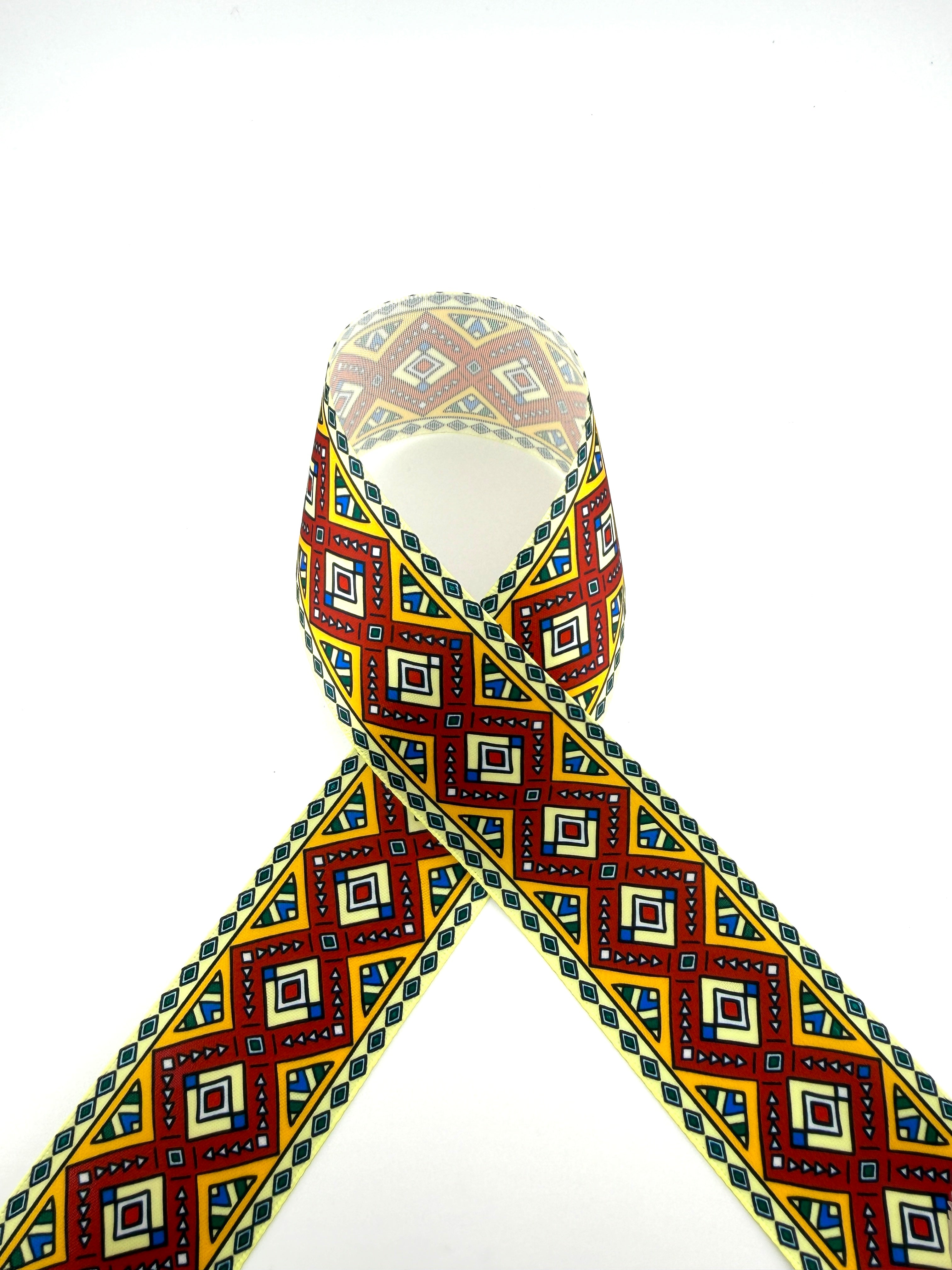 Rib-Row Ribbon 1.5 inch Red Pattern