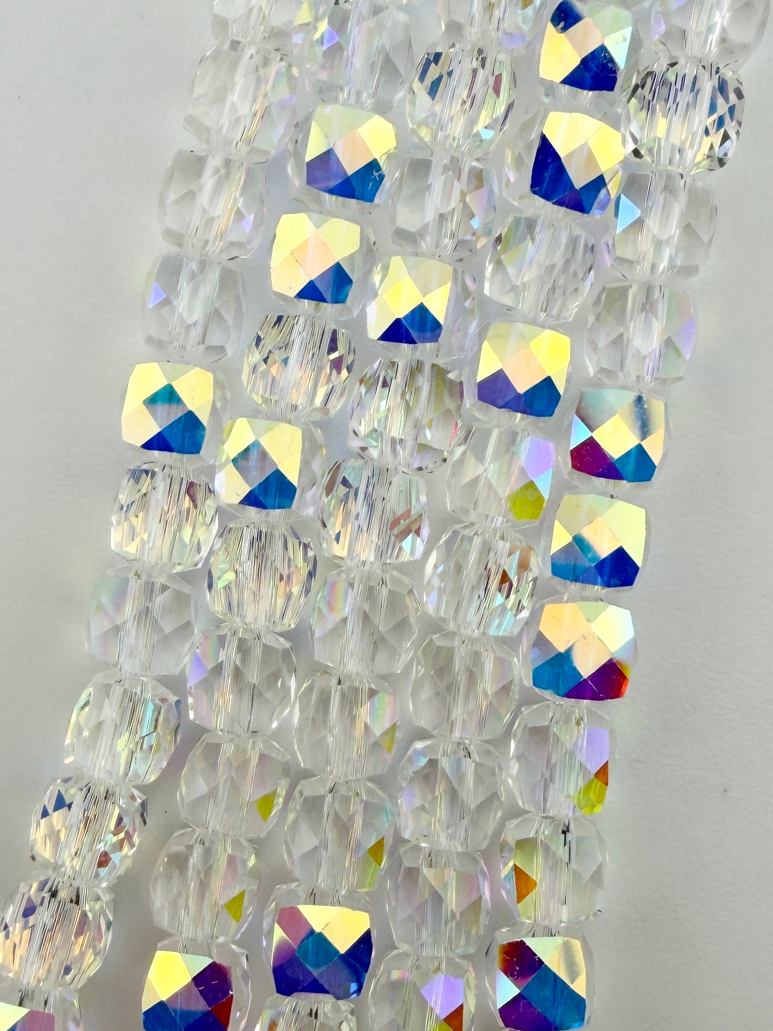 6mm Faceted Glass Column Crystal AB