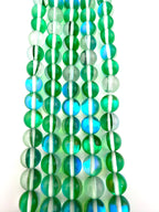 8mm Aurora Glass Beads Green