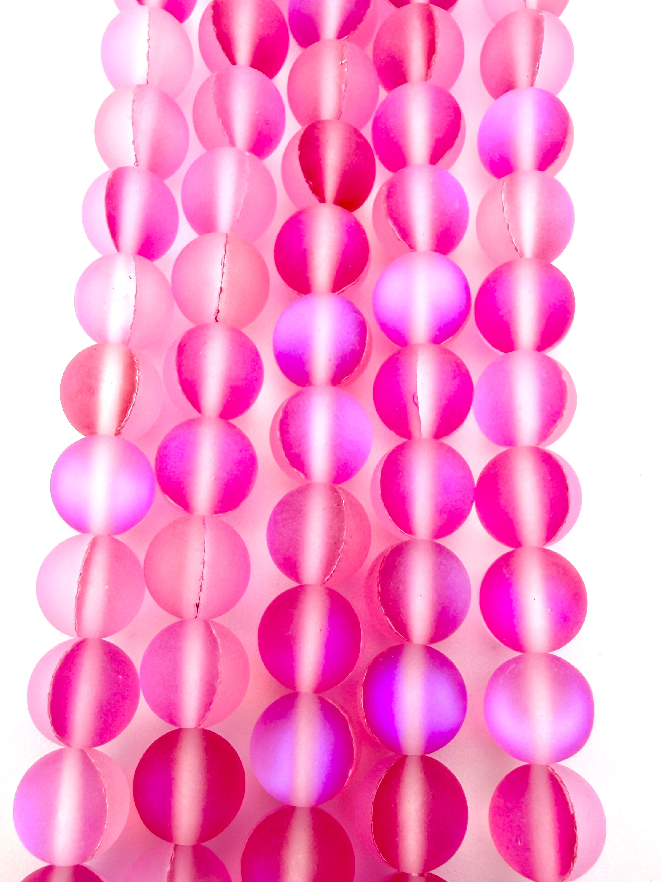 Aurora Glass Beads Matte Matte Pink