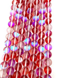 8mm Aurora Glass Beads Red