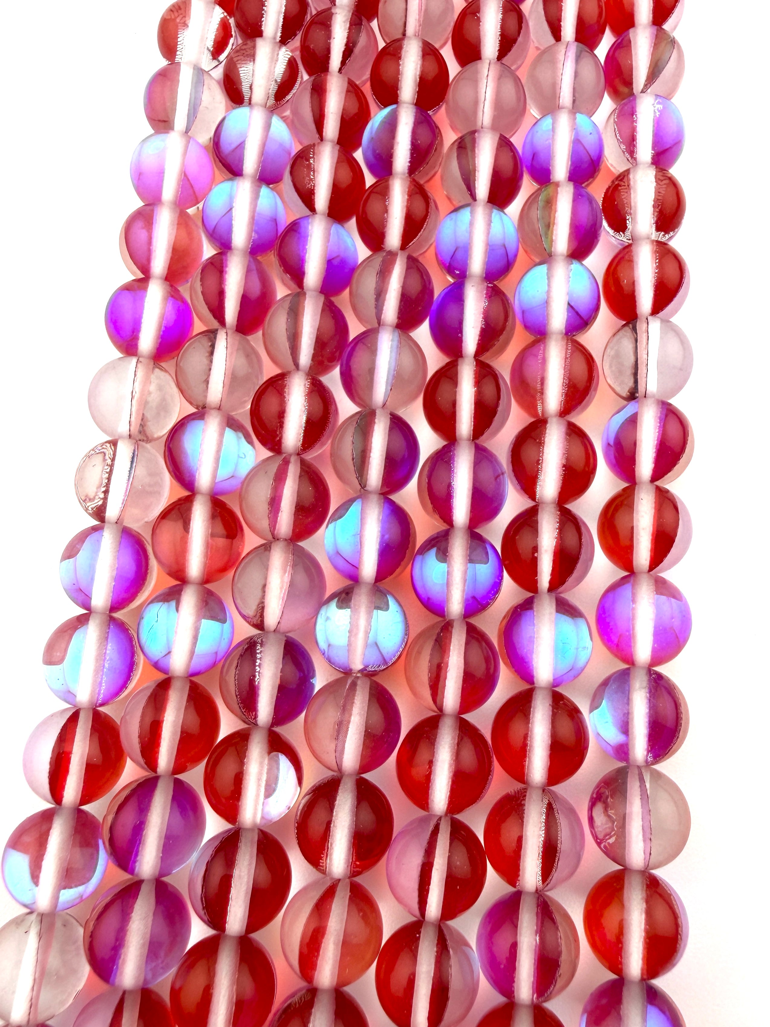 8mm Aurora Glass Beads Red