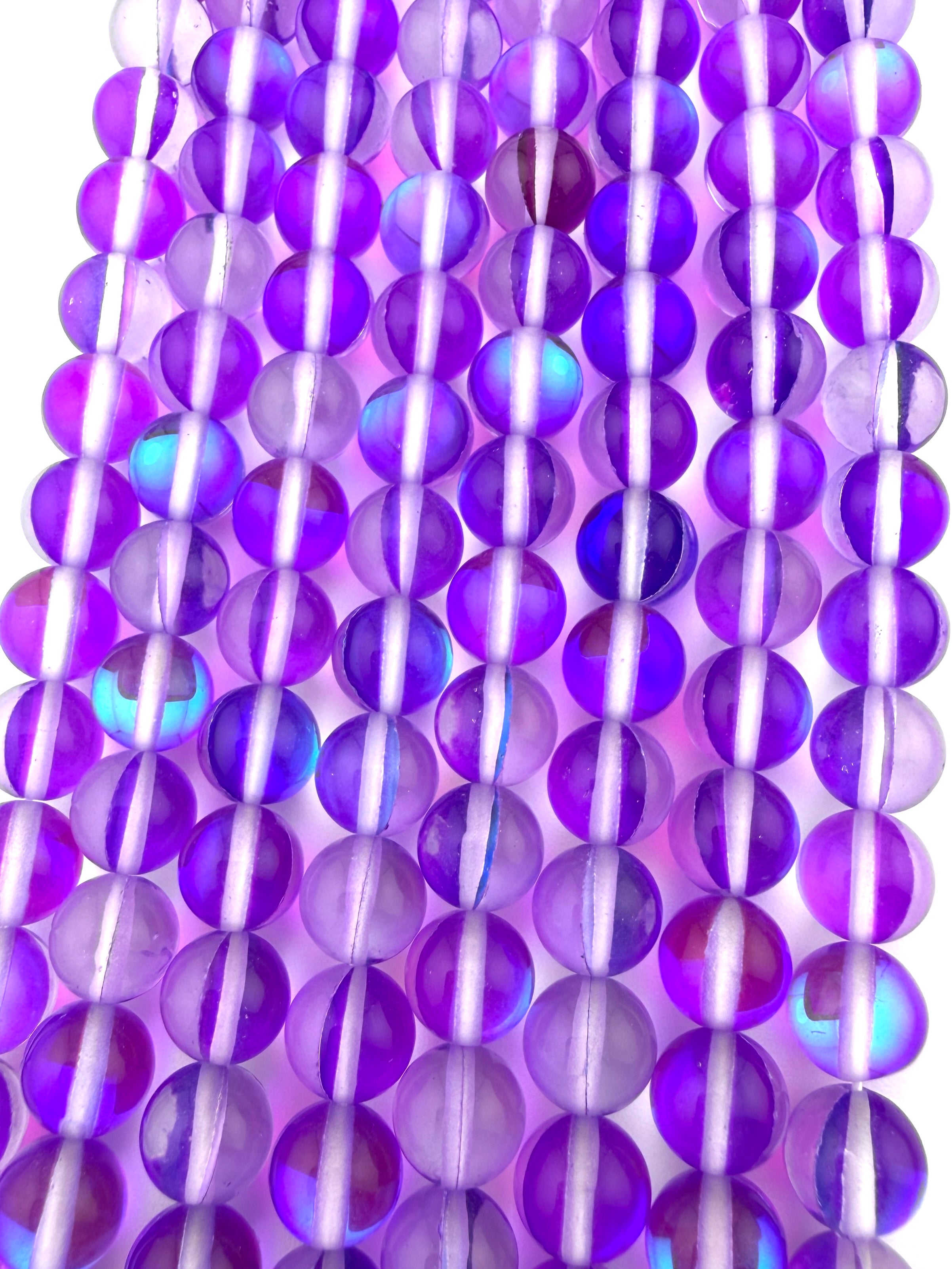 8mm Aurora Glass Beads Purple
