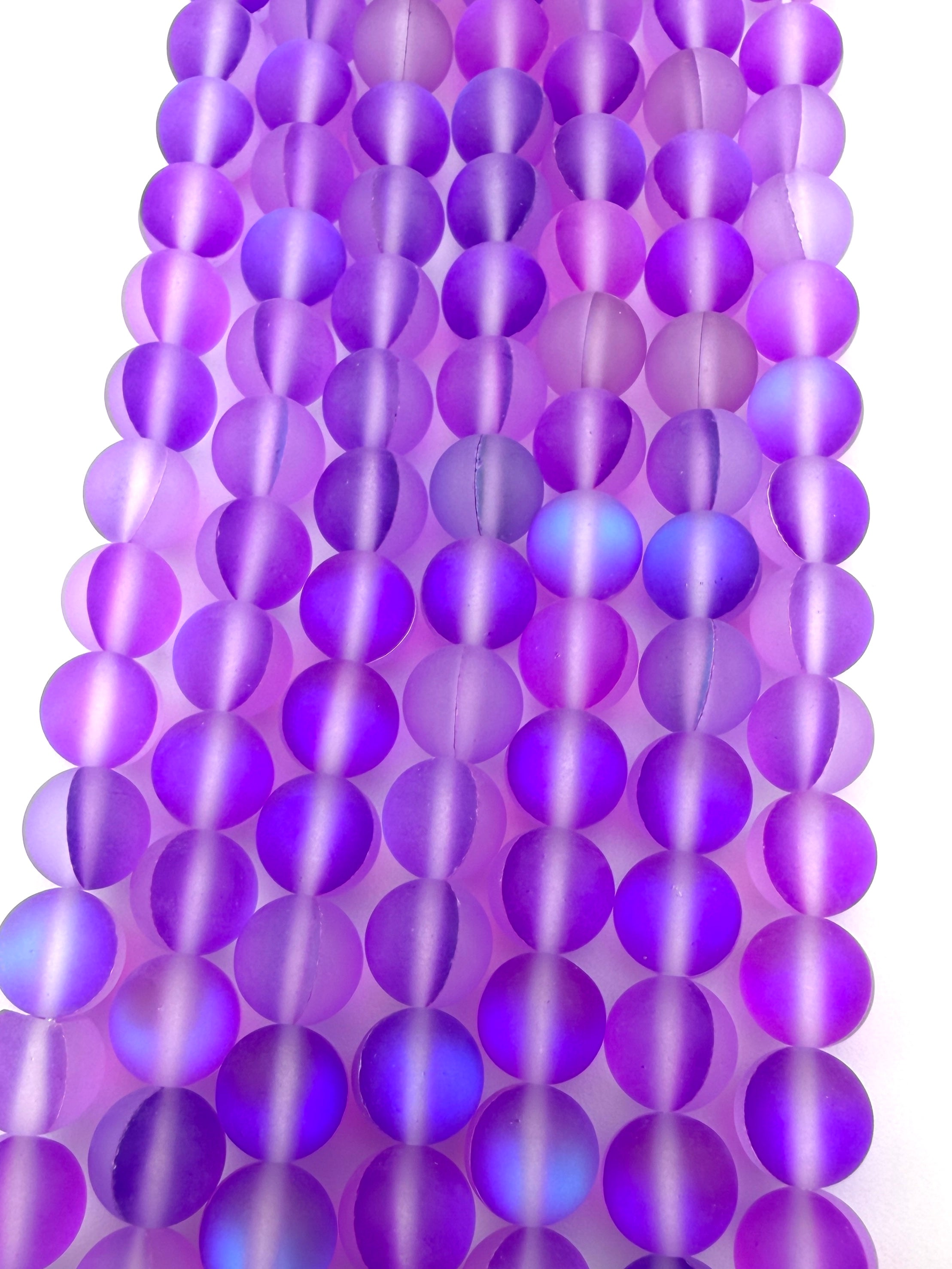 8mm Aurora Glass Beads Matte Purple