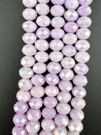 8mm Glass Faceted Rondelle Beads Light Purple-White