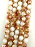 8mm Glass faceted round Beads Brown and white
