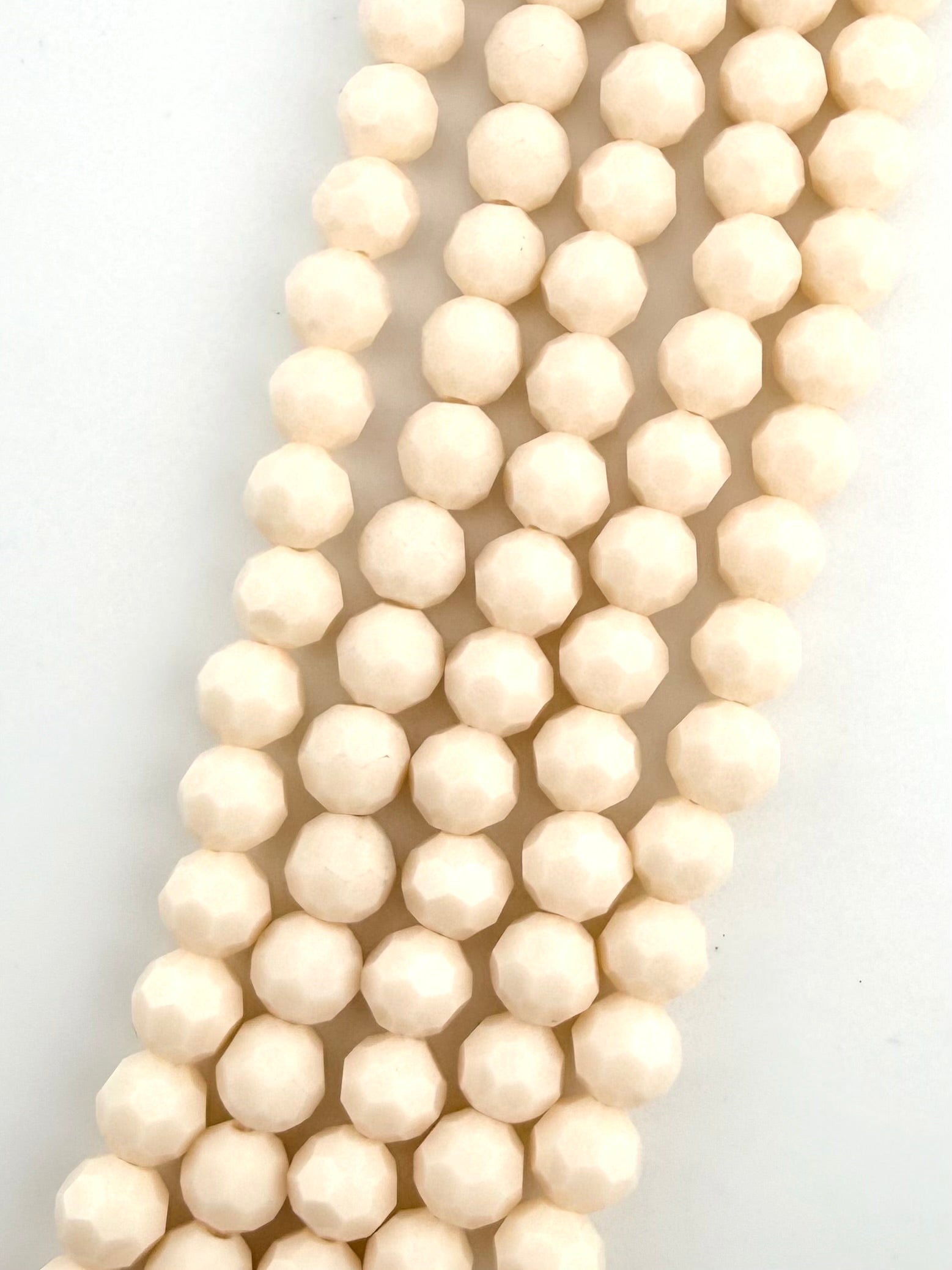 8mm Glass faceted round Beads Cream