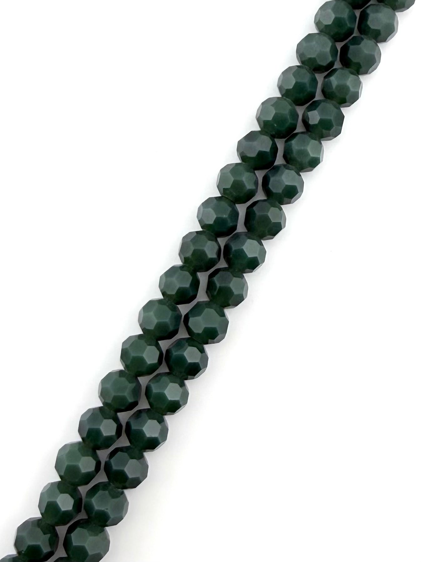 8mm Glass faceted round Beads Dark Green