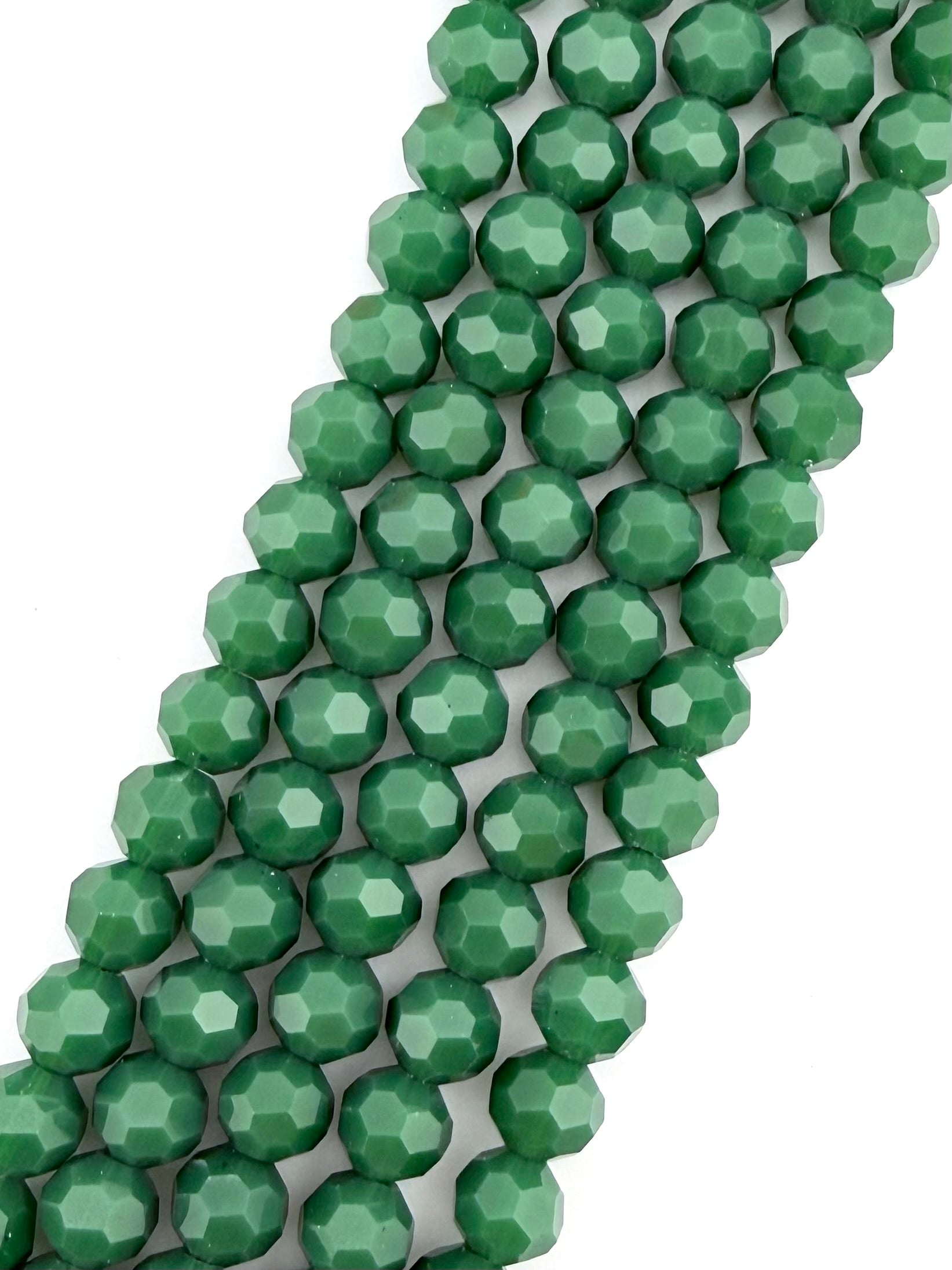 8mm Glass faceted round Beads Jade Green