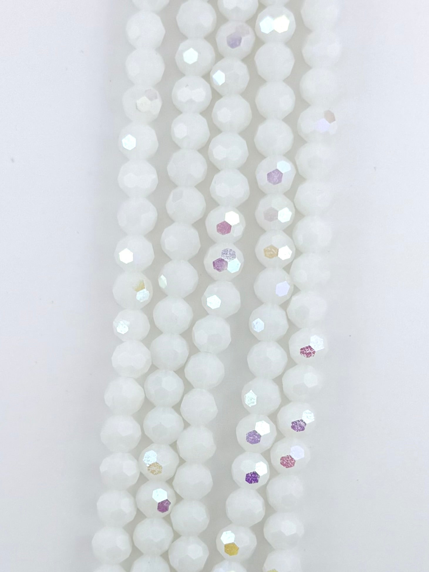 8mm Glass faceted round Beads Aurora Milky White