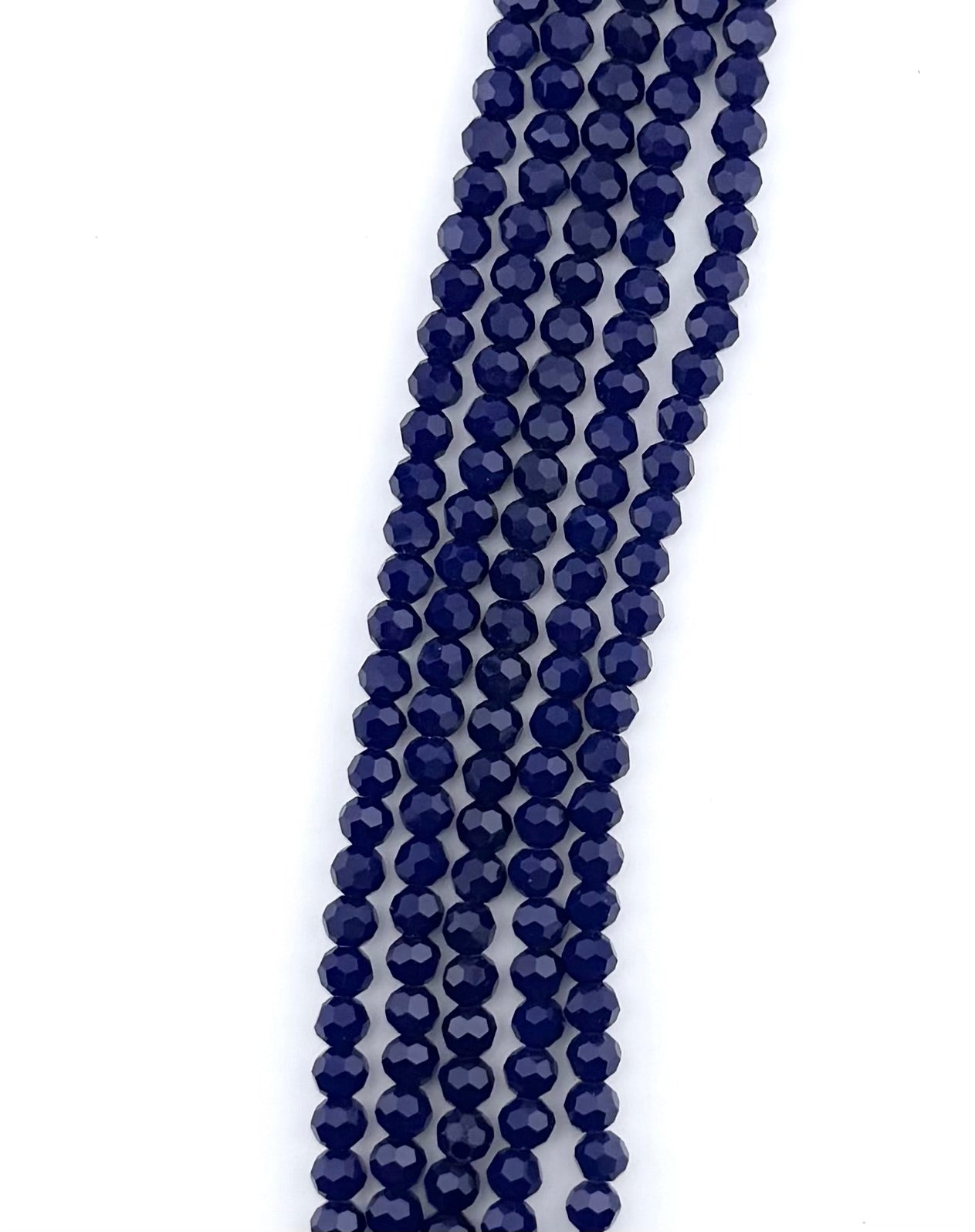 6mm Glass Faceted Round Beads Transparent Dark Blue