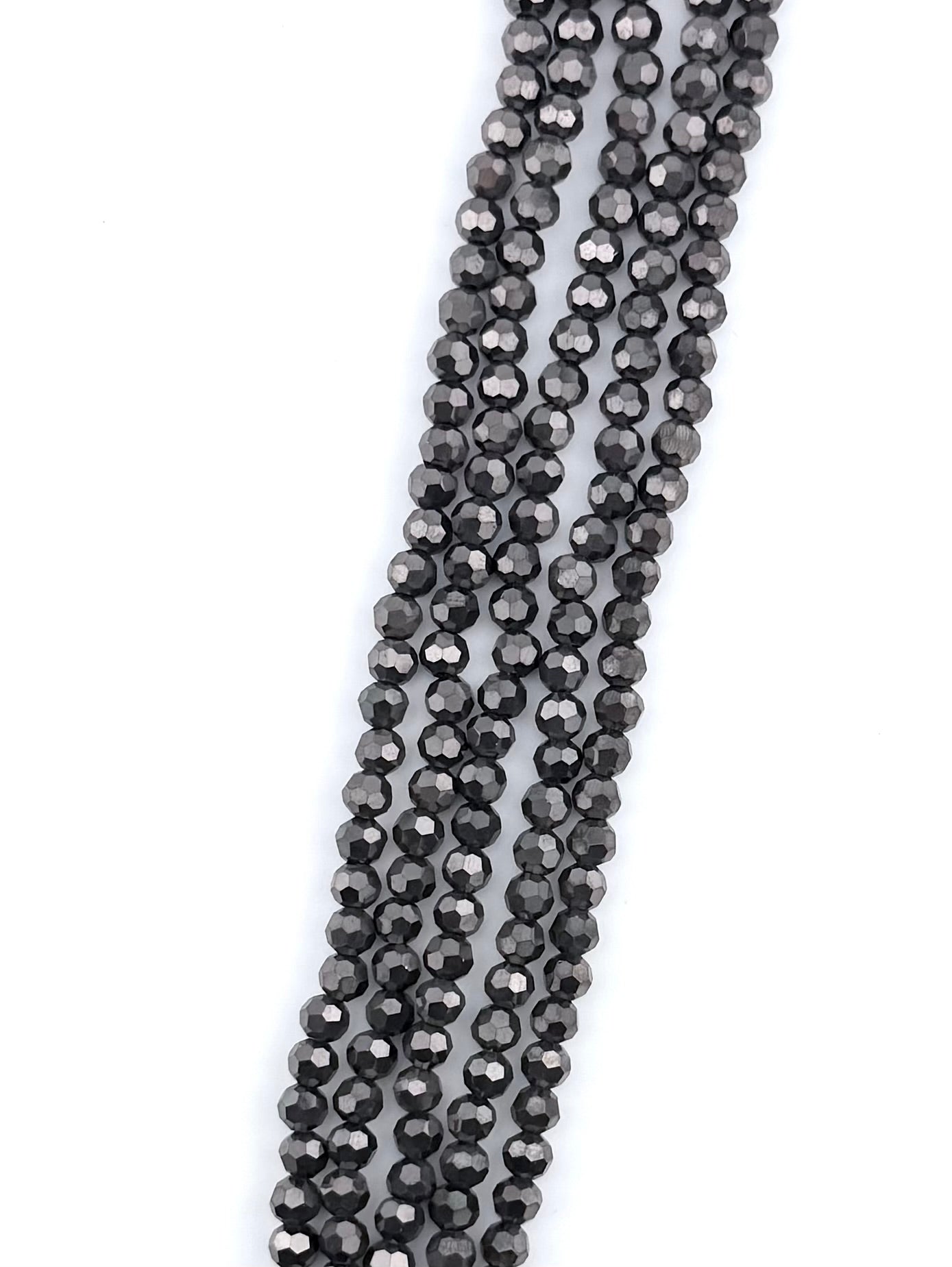 6mm Glass Faceted Round Beads Transparent Dark Gray