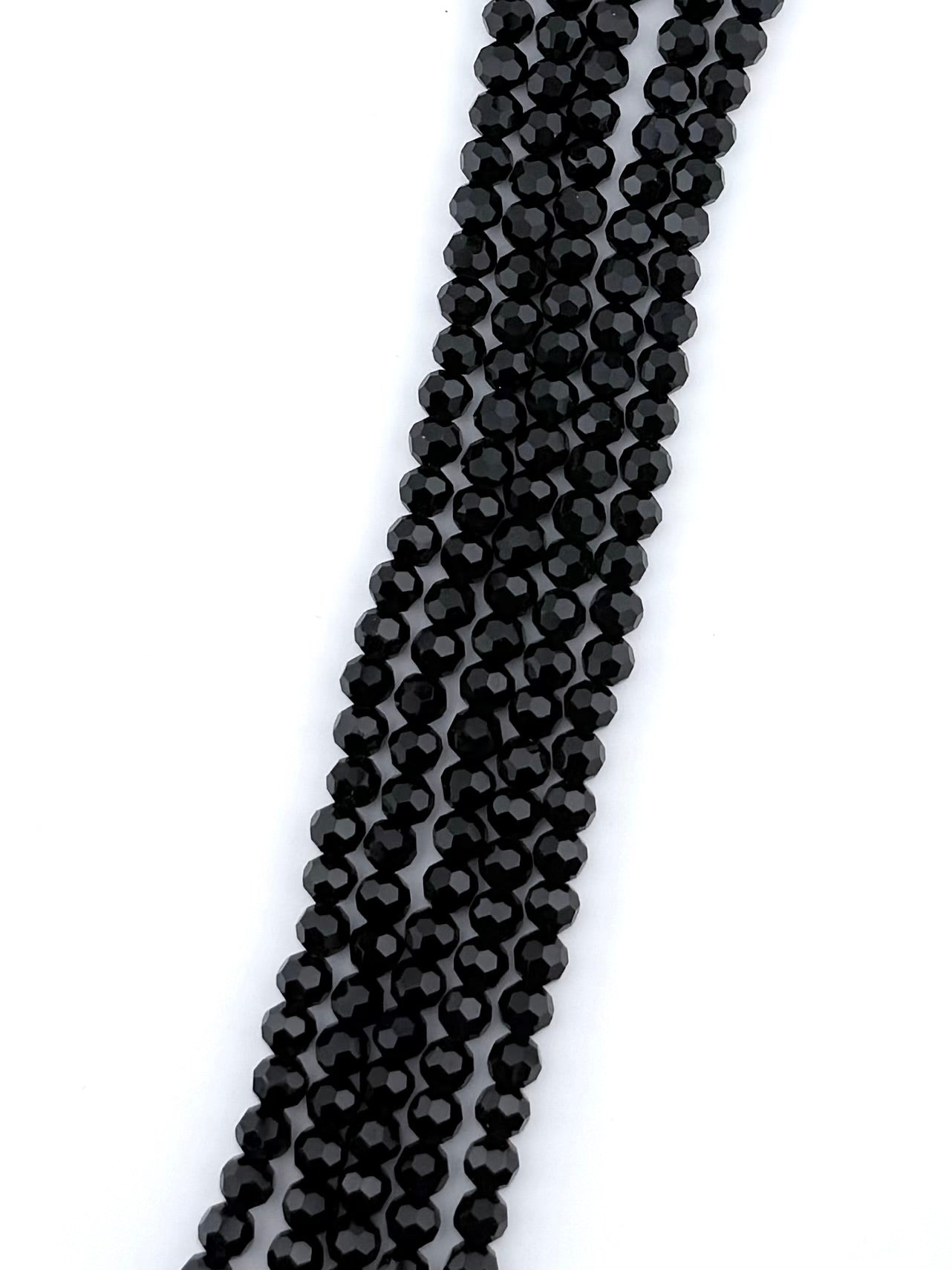 6mm Glass Faceted Round Beads Black