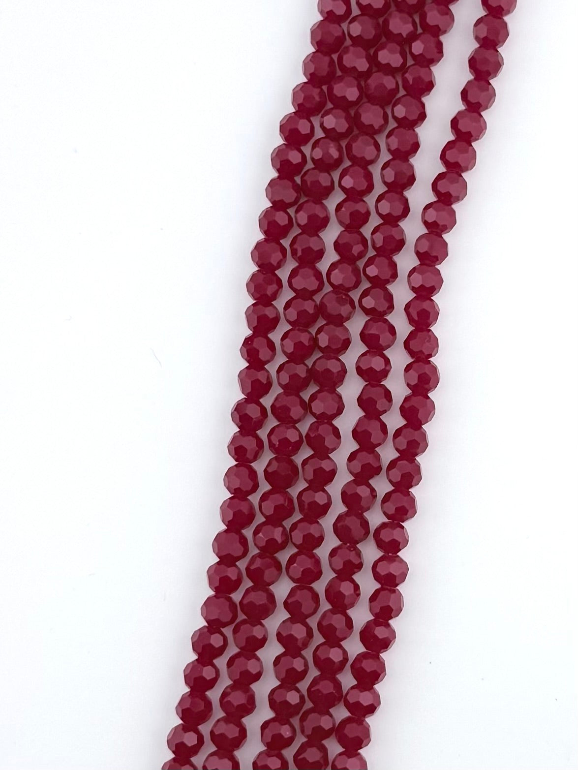 6mm Glass Faceted Round Beads Dark Red