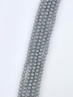 6mm Glass Faceted Round Beads Light Gray