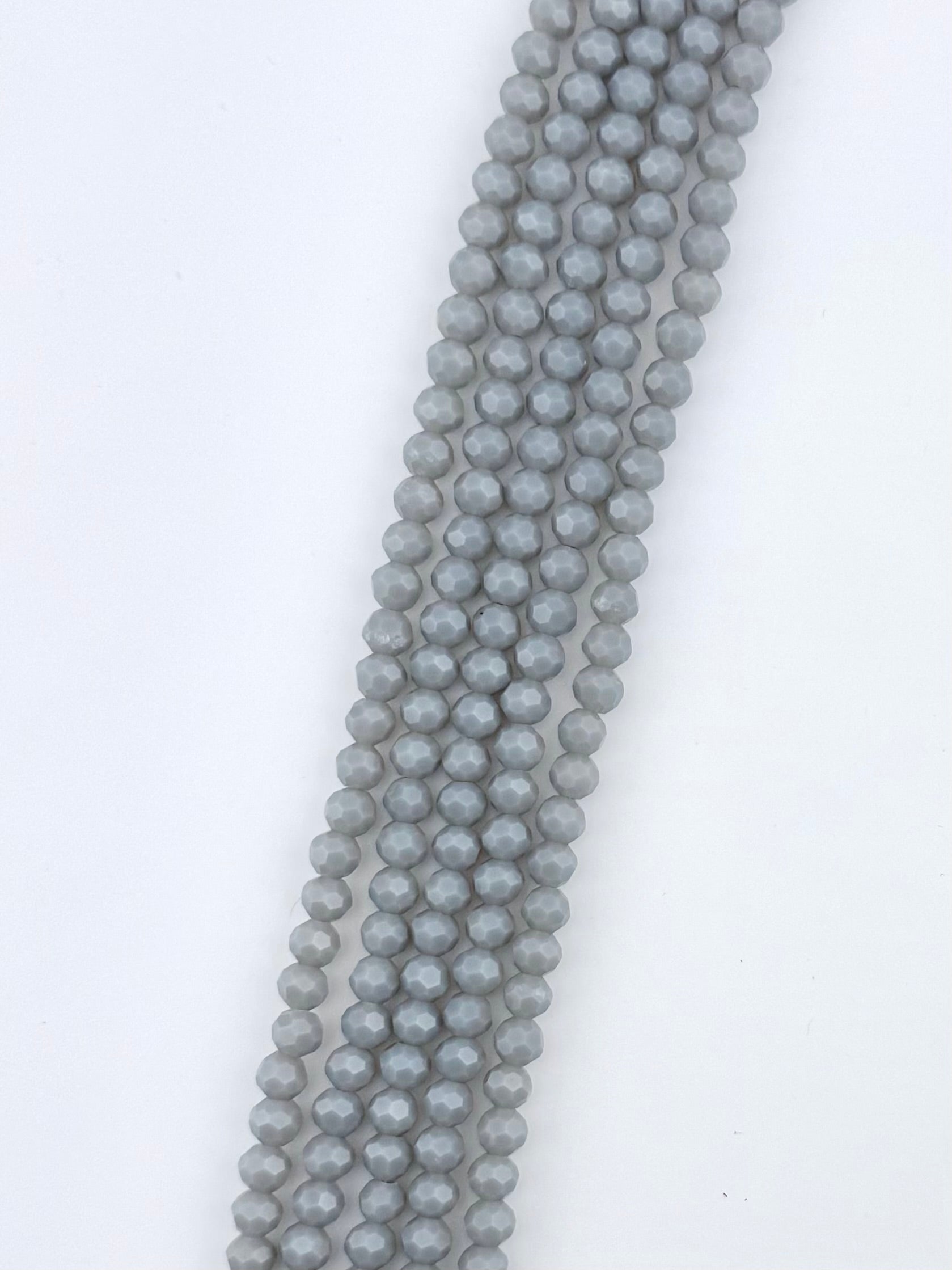 6mm Glass Faceted Round Beads Light Gray