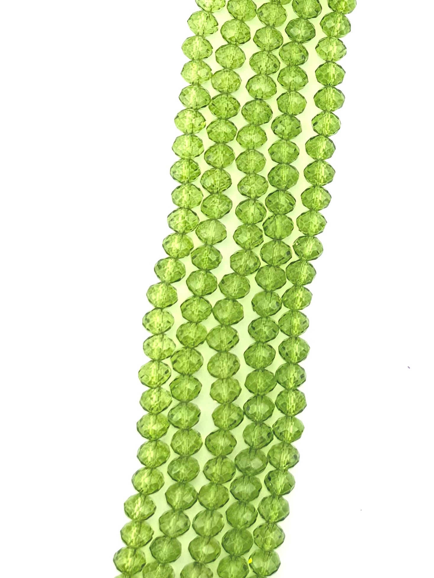 8mm Glass Faceted Rondelle Beads Light Green