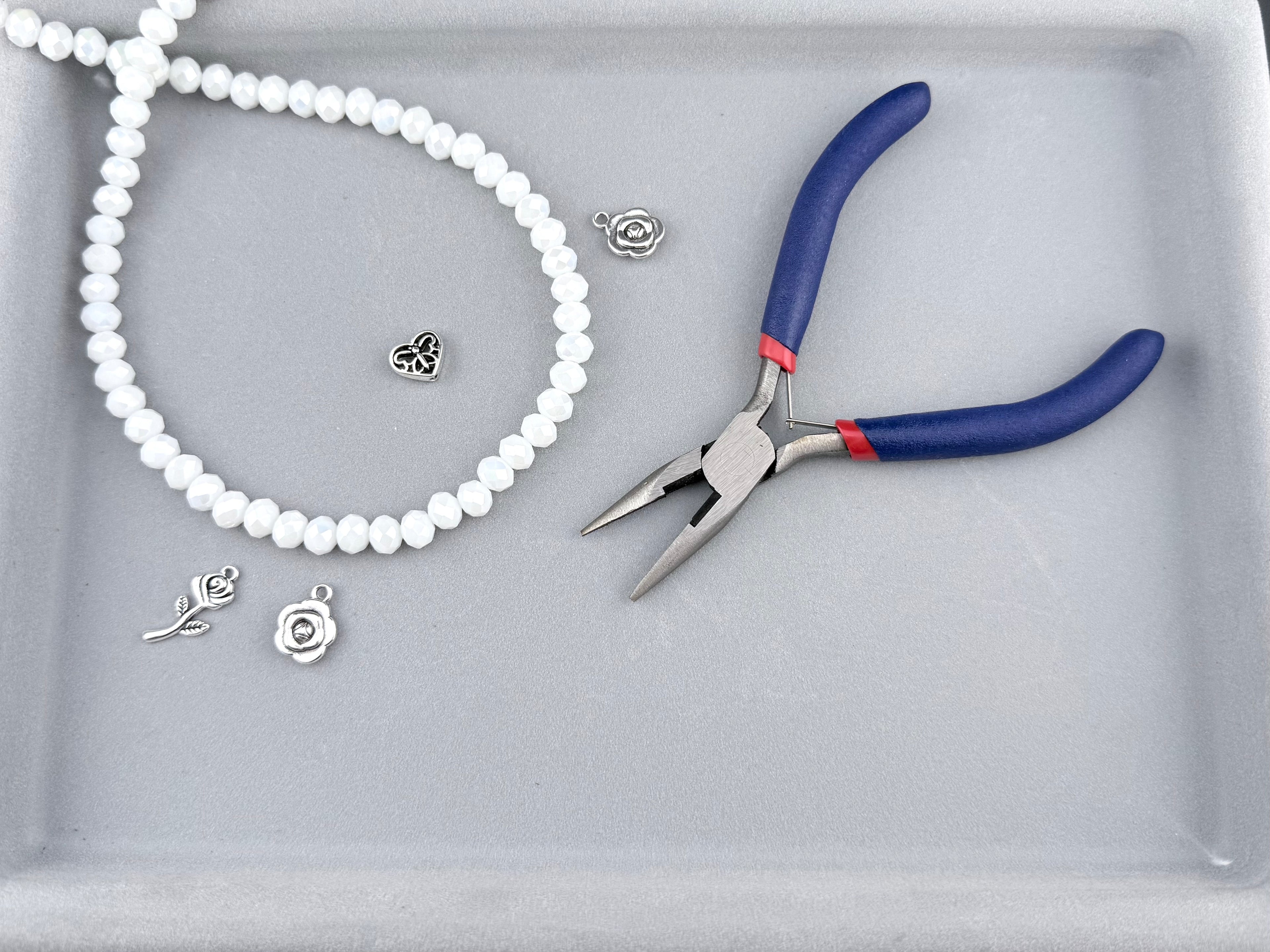 8mm Glass Faceted Rondelle Beads Shiny White