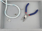 8mm Glass Faceted Rondelle Beads White-Blue