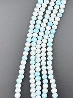 8mm Glass Faceted Rondelle Beads White-Blue