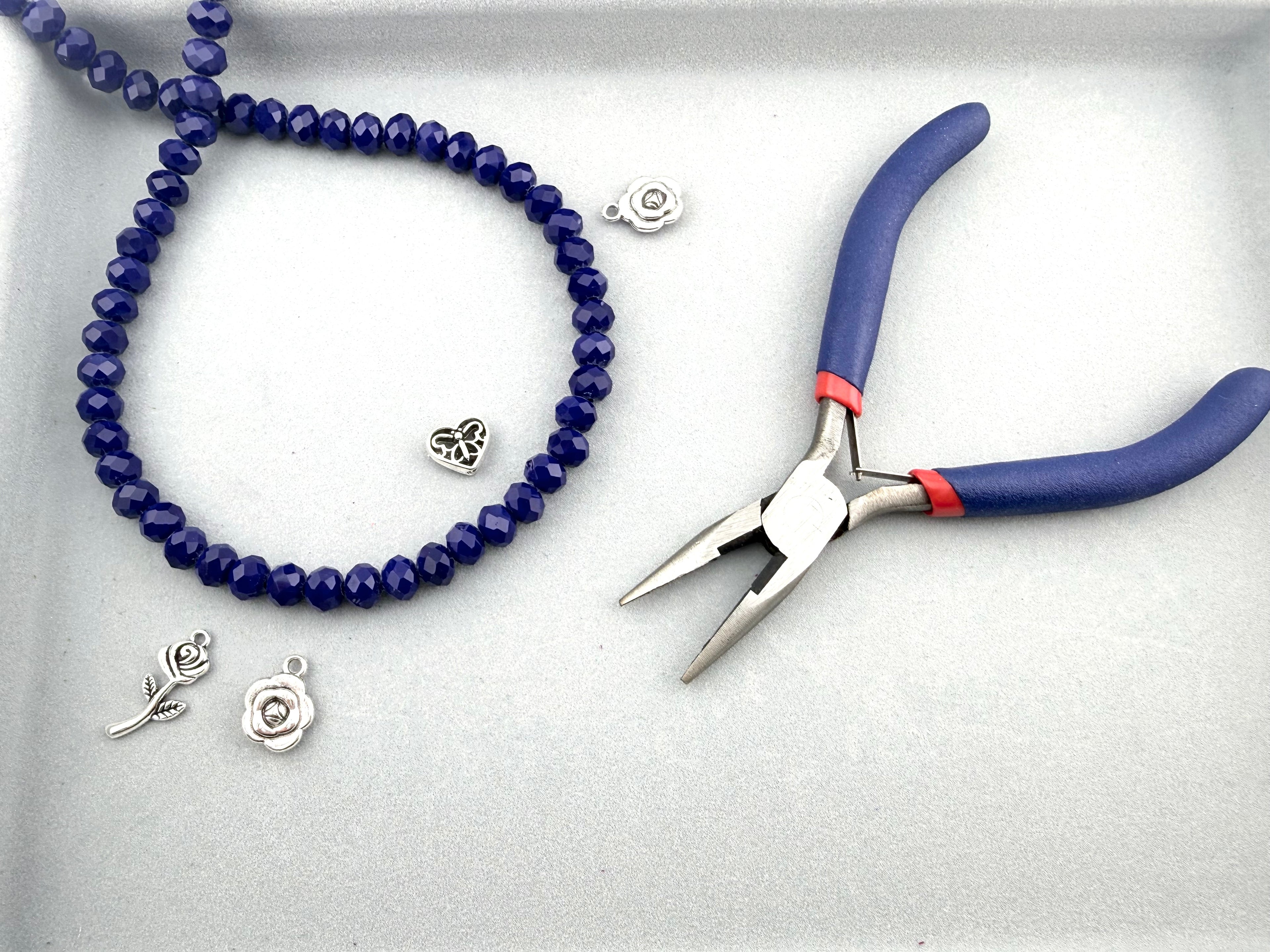 8mm Glass Faceted Rondelle Beads Dark Blue