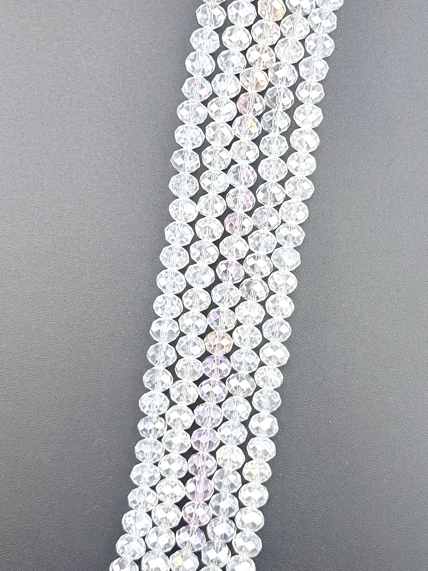 8mm Glass Faceted Rondelle Beads Crystal