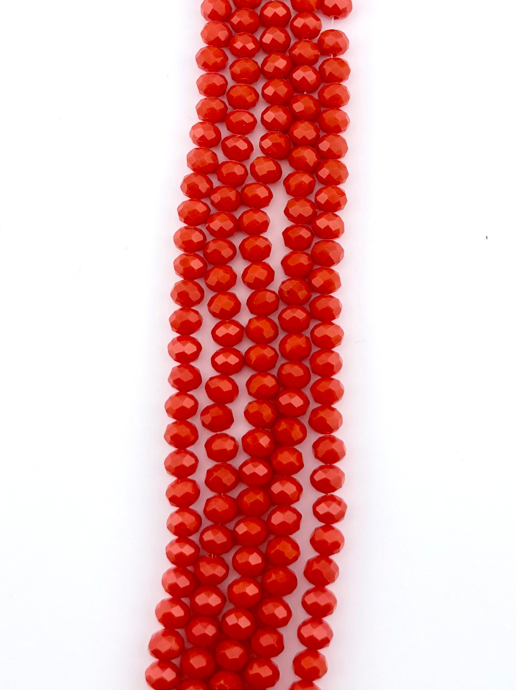 8mm Glass Faceted Rondelle Beads Shiny Orange
