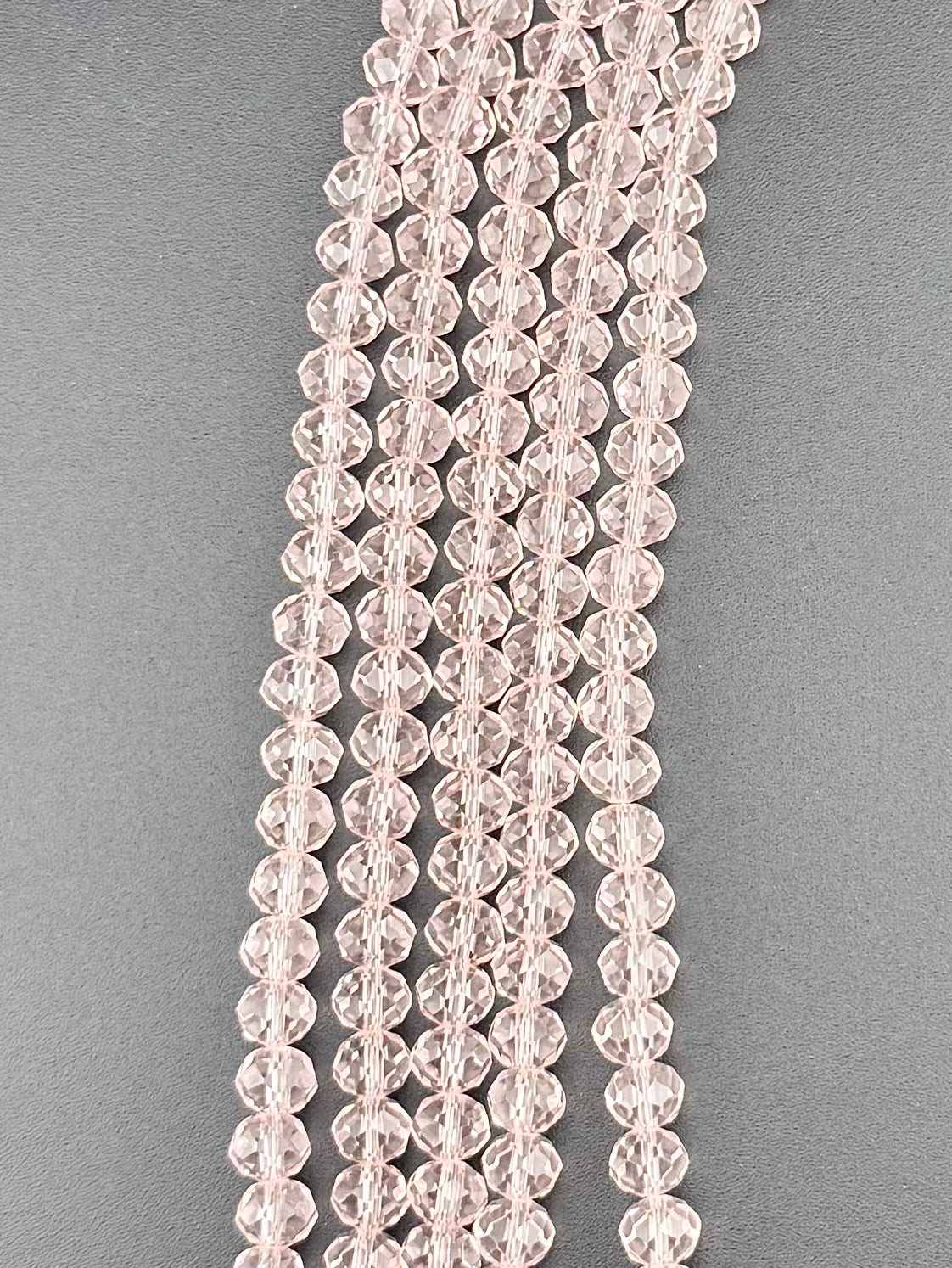 8mm Glass Faceted Rondelle Beads Crystal Pink