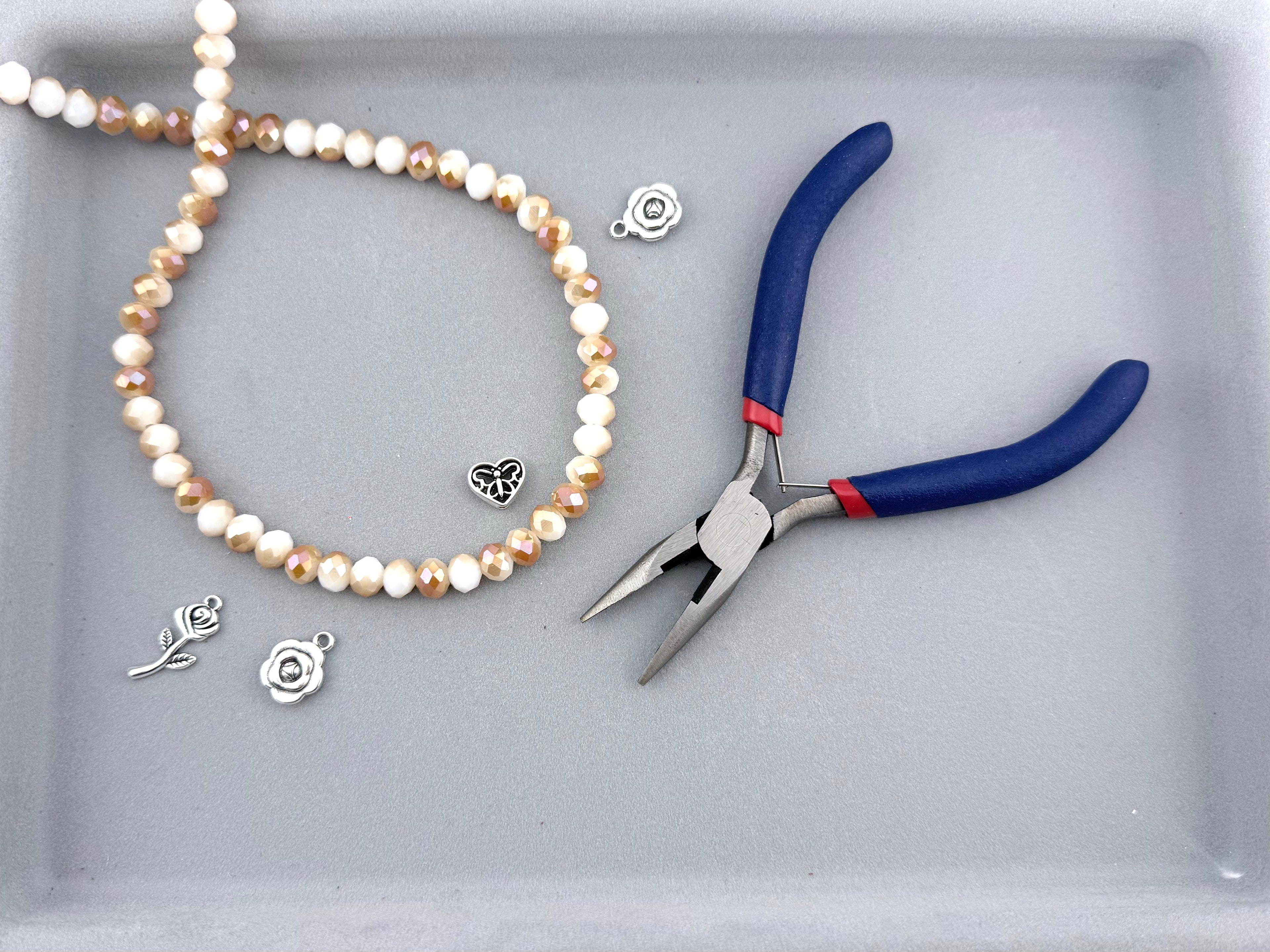 8mm Glass Faceted Rondelle Beads White-Brown