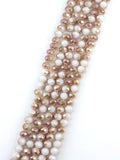 8mm Glass Faceted Rondelle Beads White-Brown
