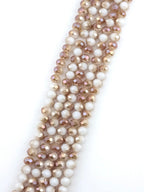 8mm Glass Faceted Rondelle Beads White-Brown