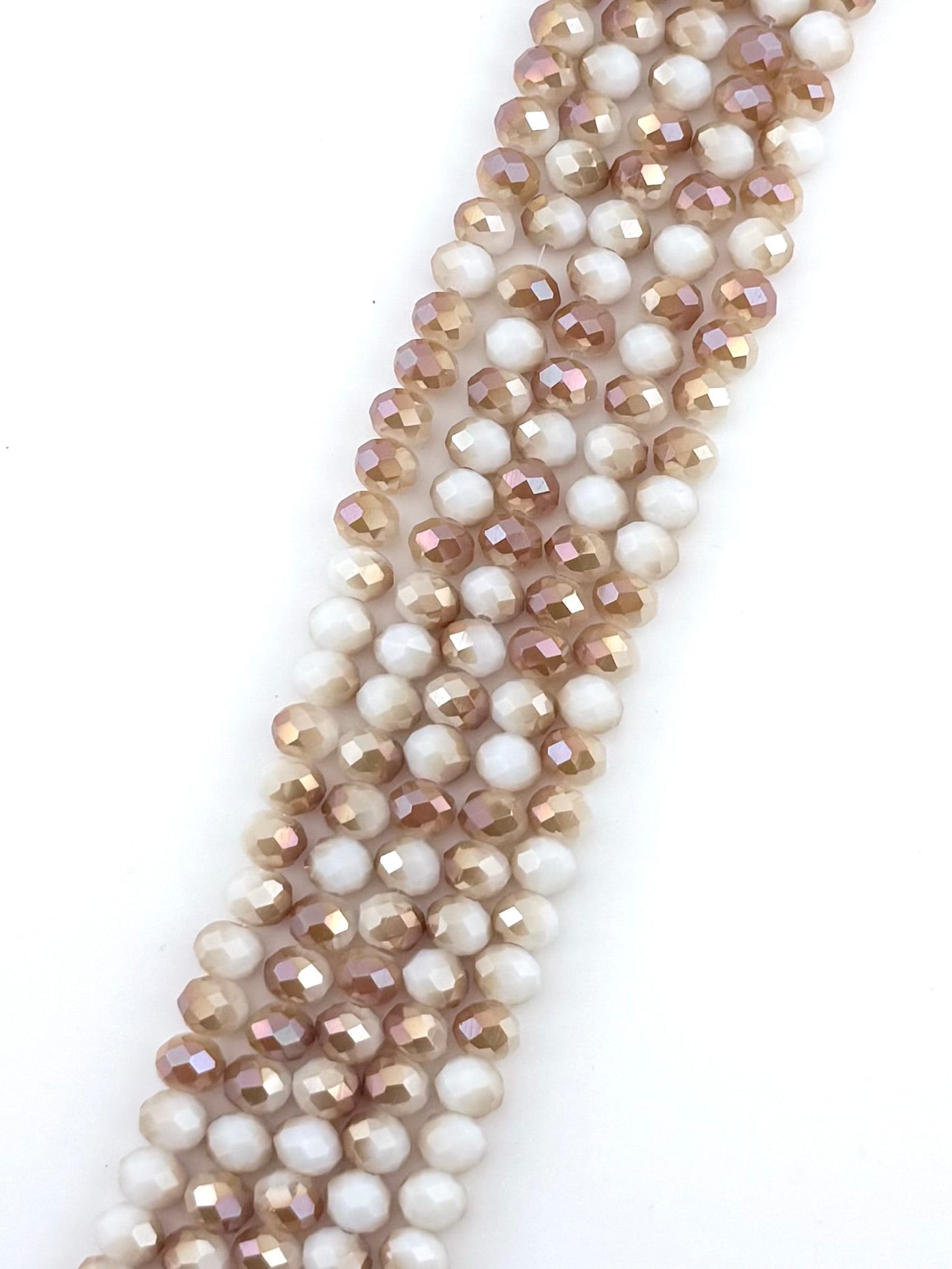 8mm Glass Faceted Rondelle Beads White-Brown