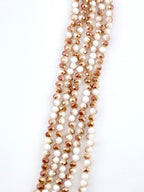 6mm Glass Faceted Rondelle Beads White-Brown