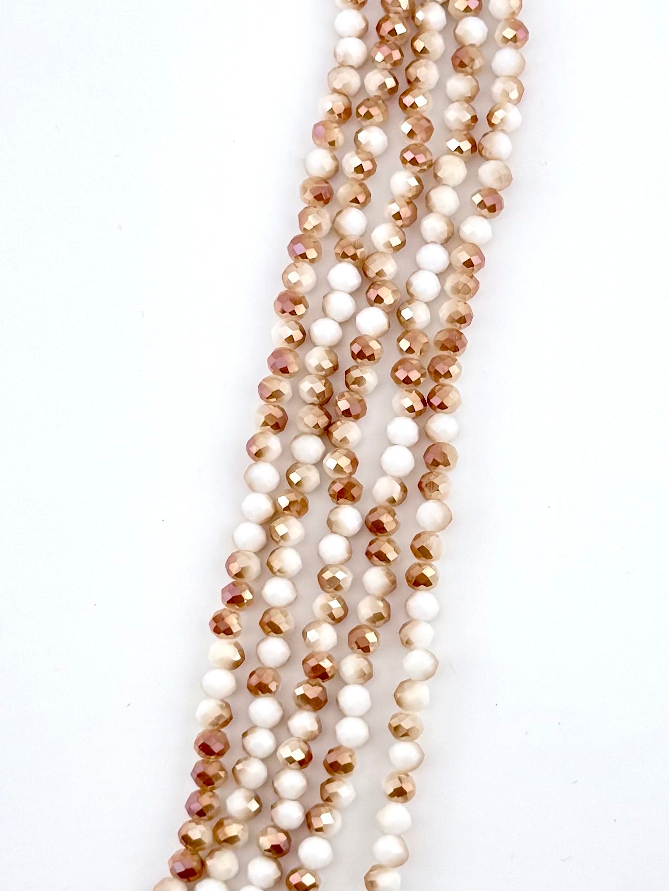 6mm Glass Faceted Rondelle Beads White-Brown