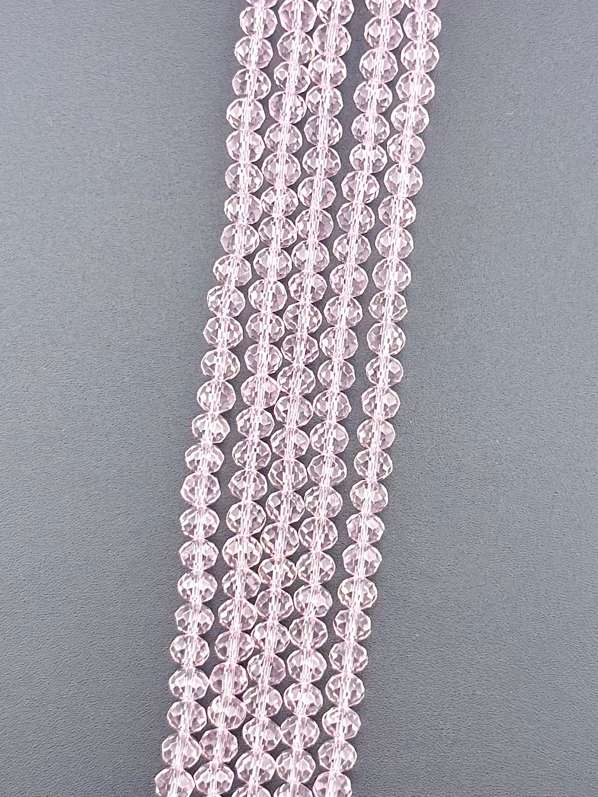 6mm Glass Faceted Rondelle Beads Light Pink