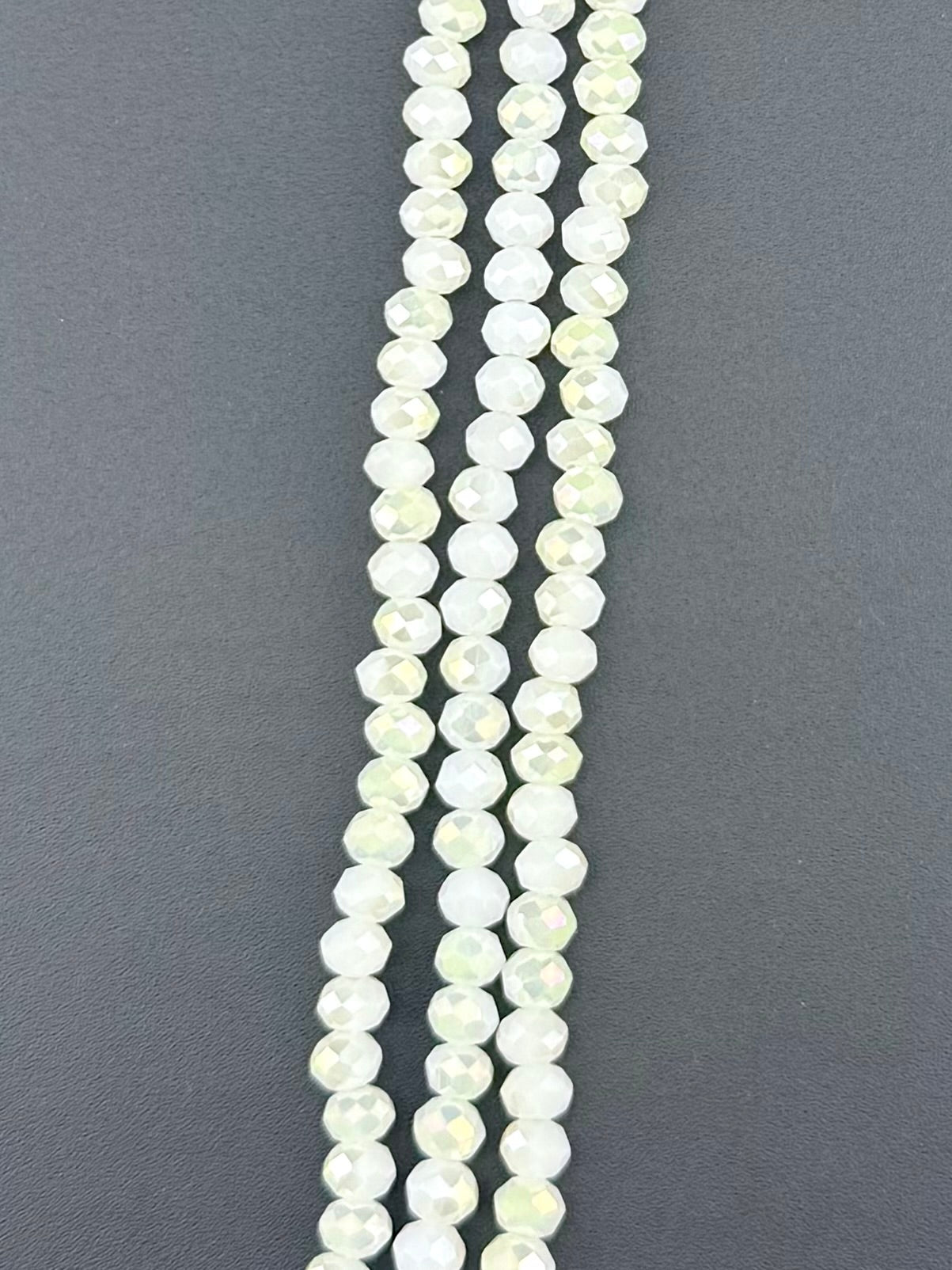 6mm Glass Faceted Rondelle Beads Milky White