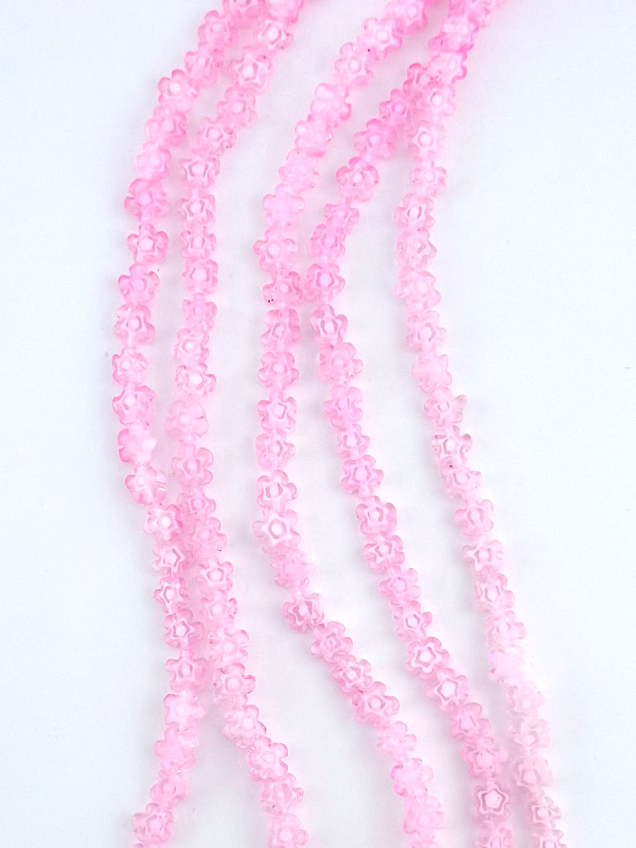 6.5mm Glass Flower Beads Pink