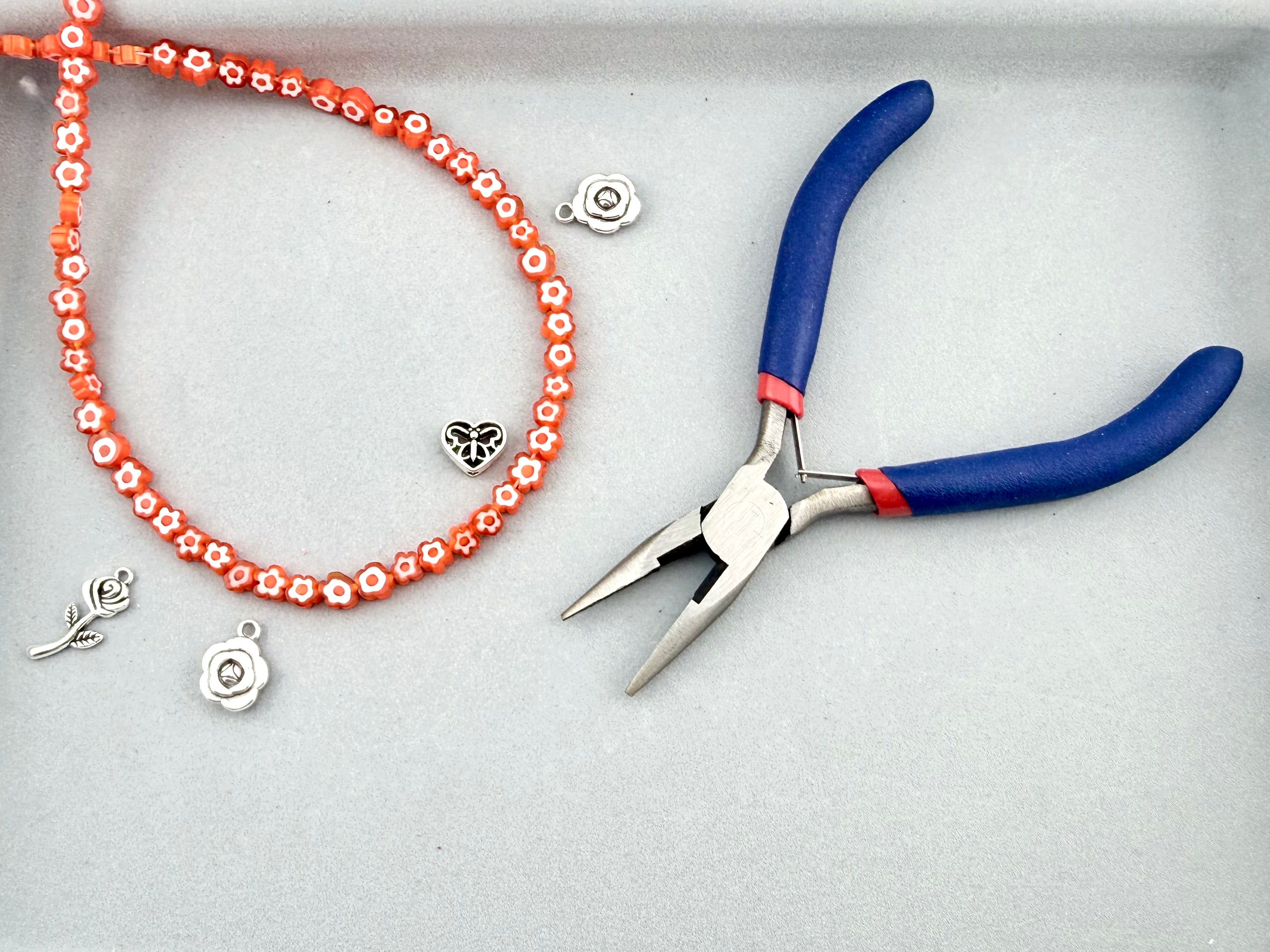 6.5mm Glass Flower Beads Orange